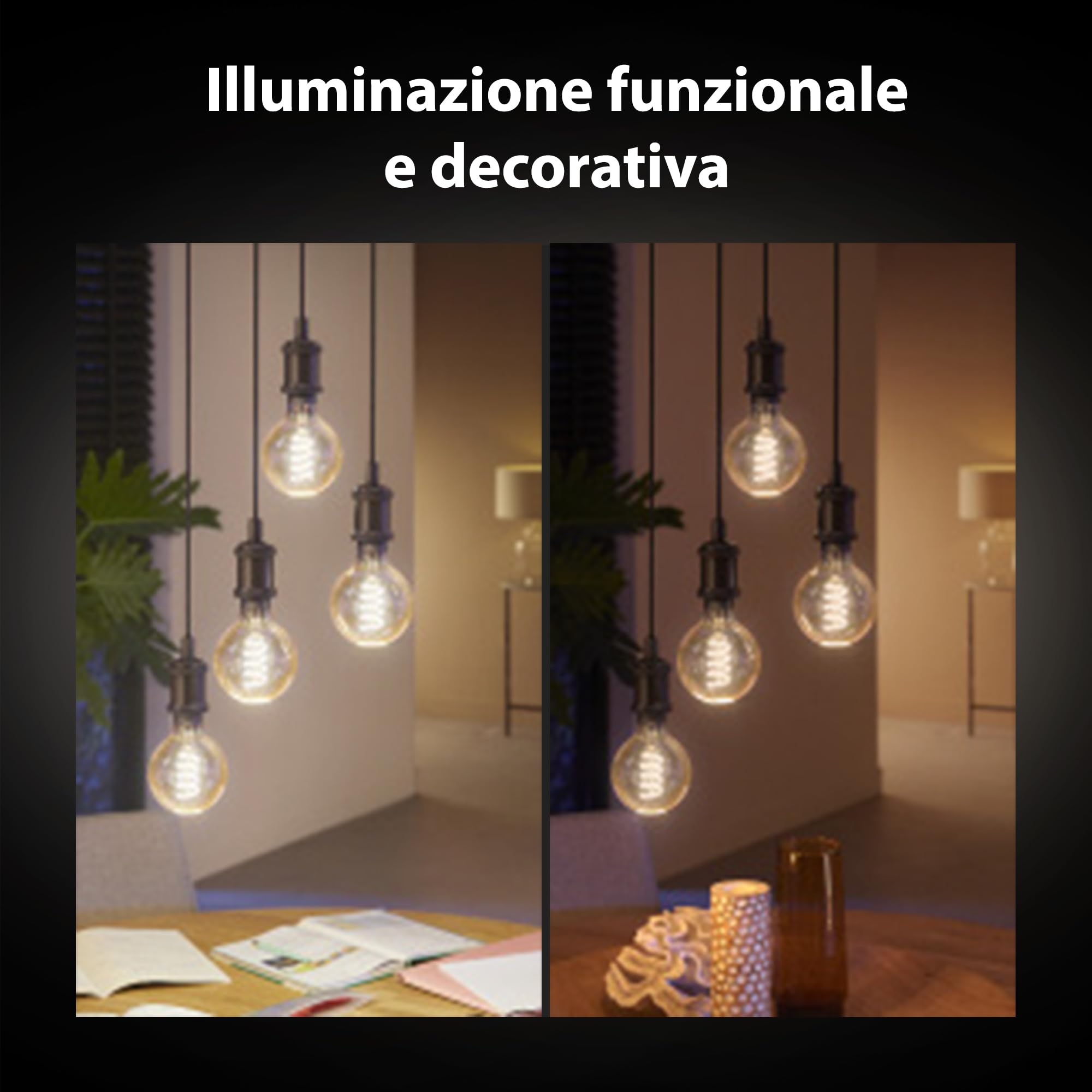Philips Hue White Ambiance, Lampadina Smart Filamento, Luce Bianca da Calda a Fredda, E27, 7W, Dimmerabile, Bluetooth