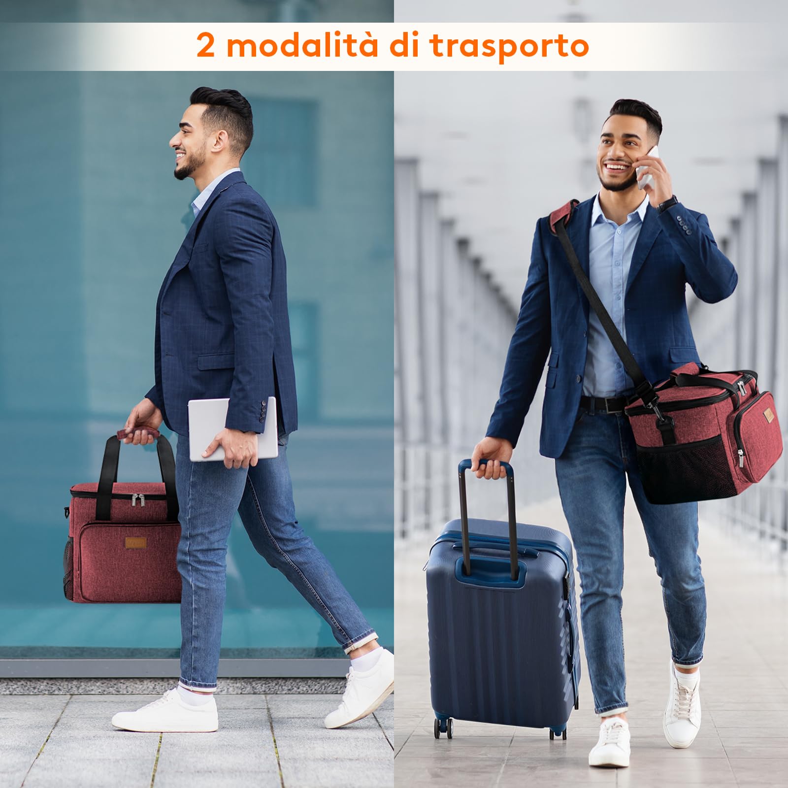 Lifewit Borsa Termica Porta Pranzo 24L(40 Lattine), Grande Borse Frigo Pranzo Ufficio per Uomo e Donna, Lunch Bag per Lavoro, Mare, Viaggio, Spiaggia, Borgogna