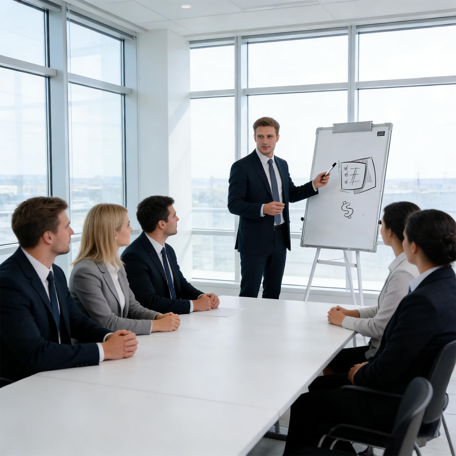 Whiteboard, trocken abwischbar, auf Standfuß, 70 x 100 cm, höhenverstellbar, für Büro, Schule und Zuhause, 70 × 100 cm, weiß