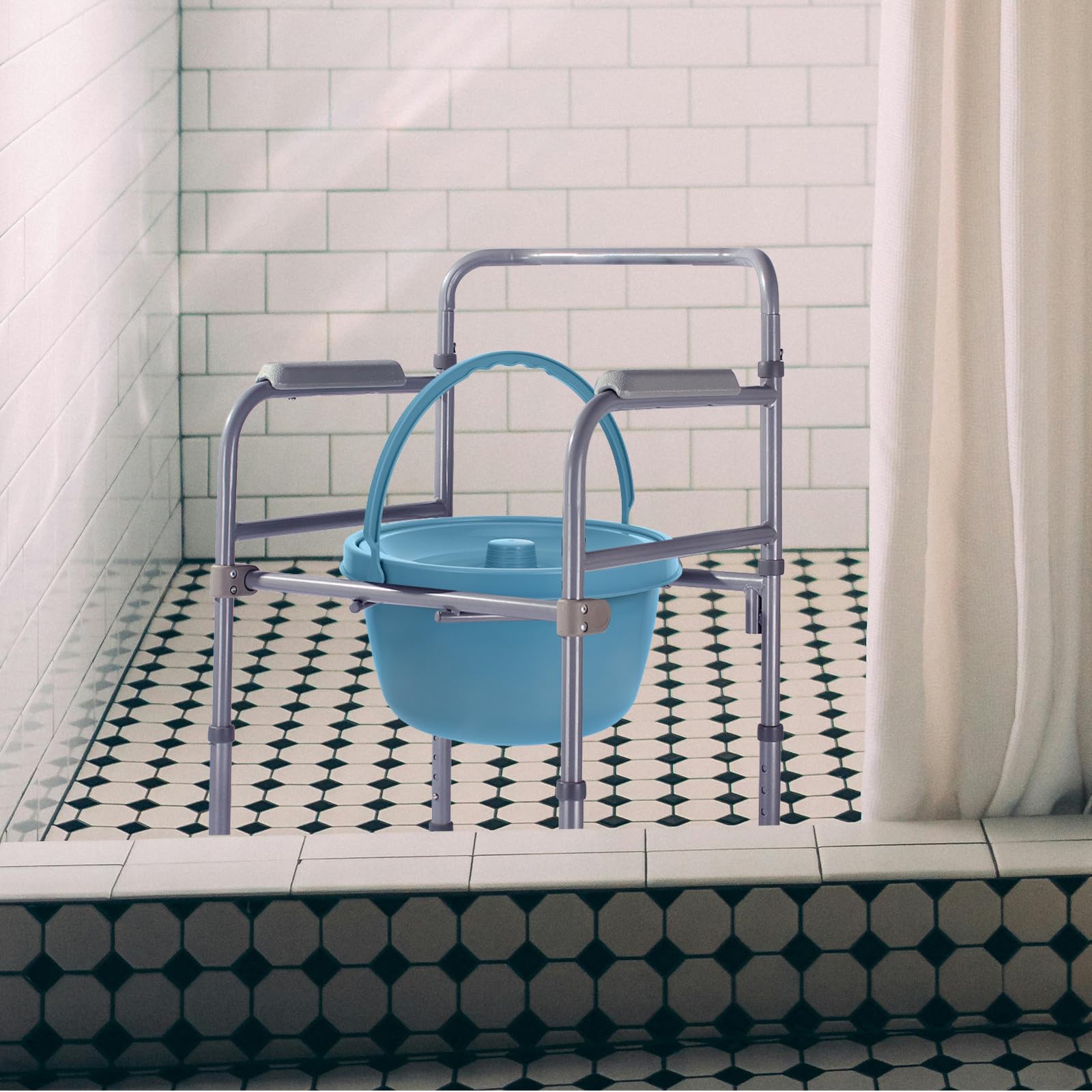 Homoyoyo Orinal Portátil para Adultos con Tapa y Asa Extraíble Inodoro de Plástico Azul Tamaño Mediano Urinario Unisex para Hospital Viaje y Uso en Cama Orinal de Noche sin Fugas