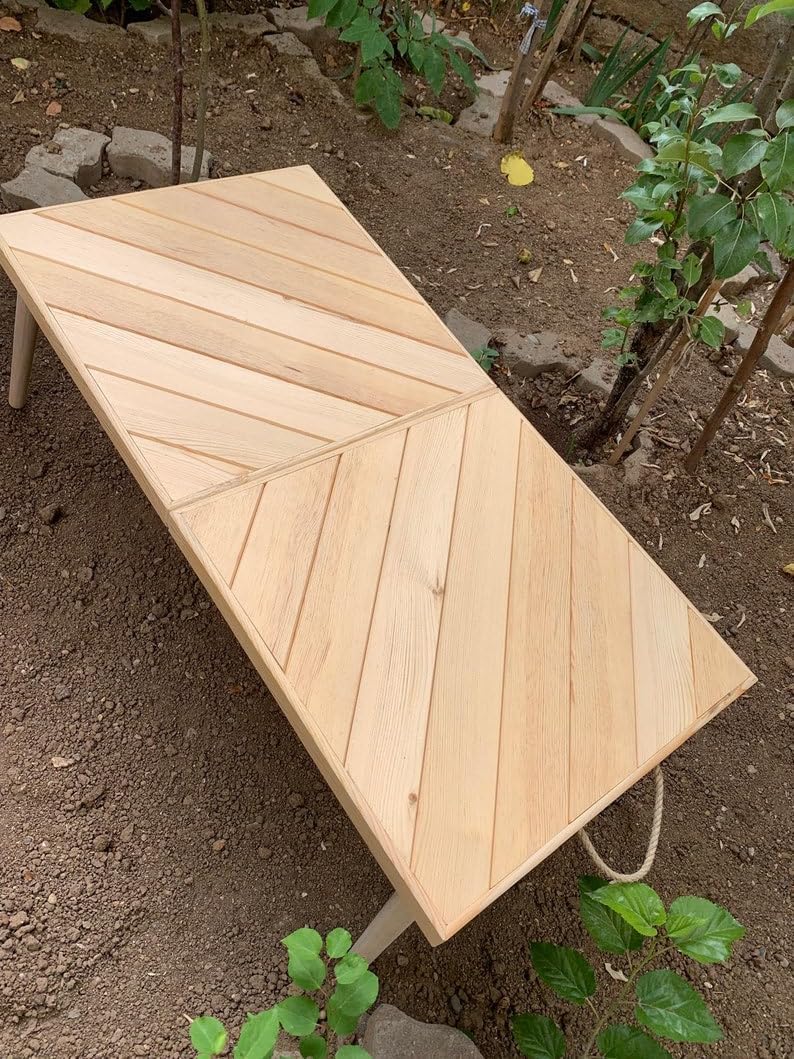 Foldable Low Picnic Table for Kids and Adults, All-Ages Wooden Play Table for Indoor Outdoor