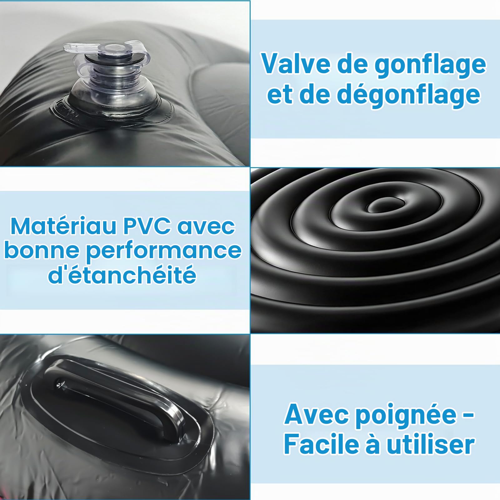 Housse de piscine gonflable ronde de 165 cm, économe en énergie, avec poignées, résistante à la pluie, à la déchirure, coupe-vent, facile à monter et à dégonfler, housse de piscine pour extérieur et