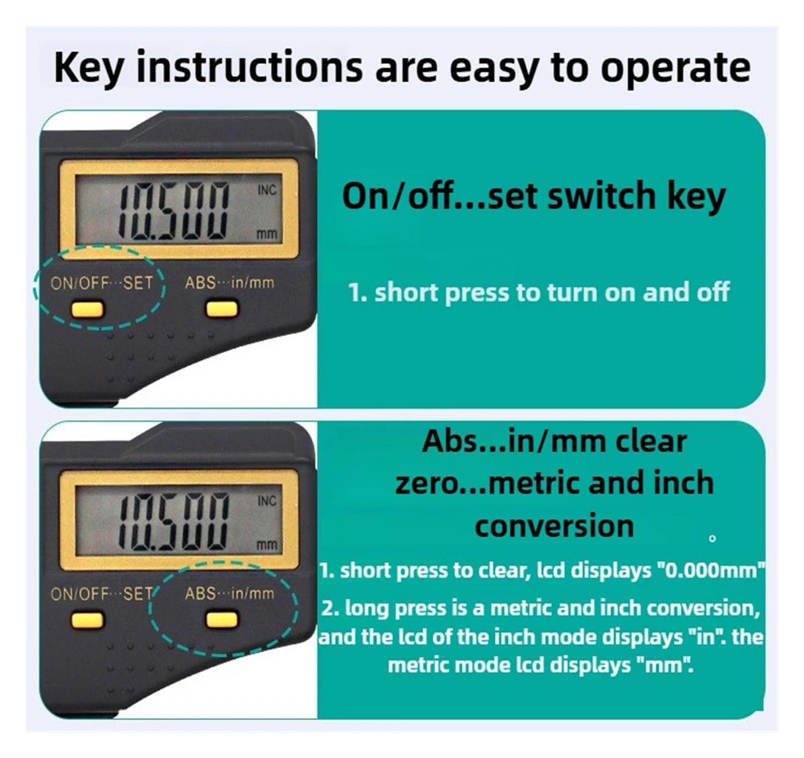 Micrómetro digital portátil de 0 a 25 mm for exteriores, con pantalla LCD, 0,001 mm, con caja Lecturas precisas