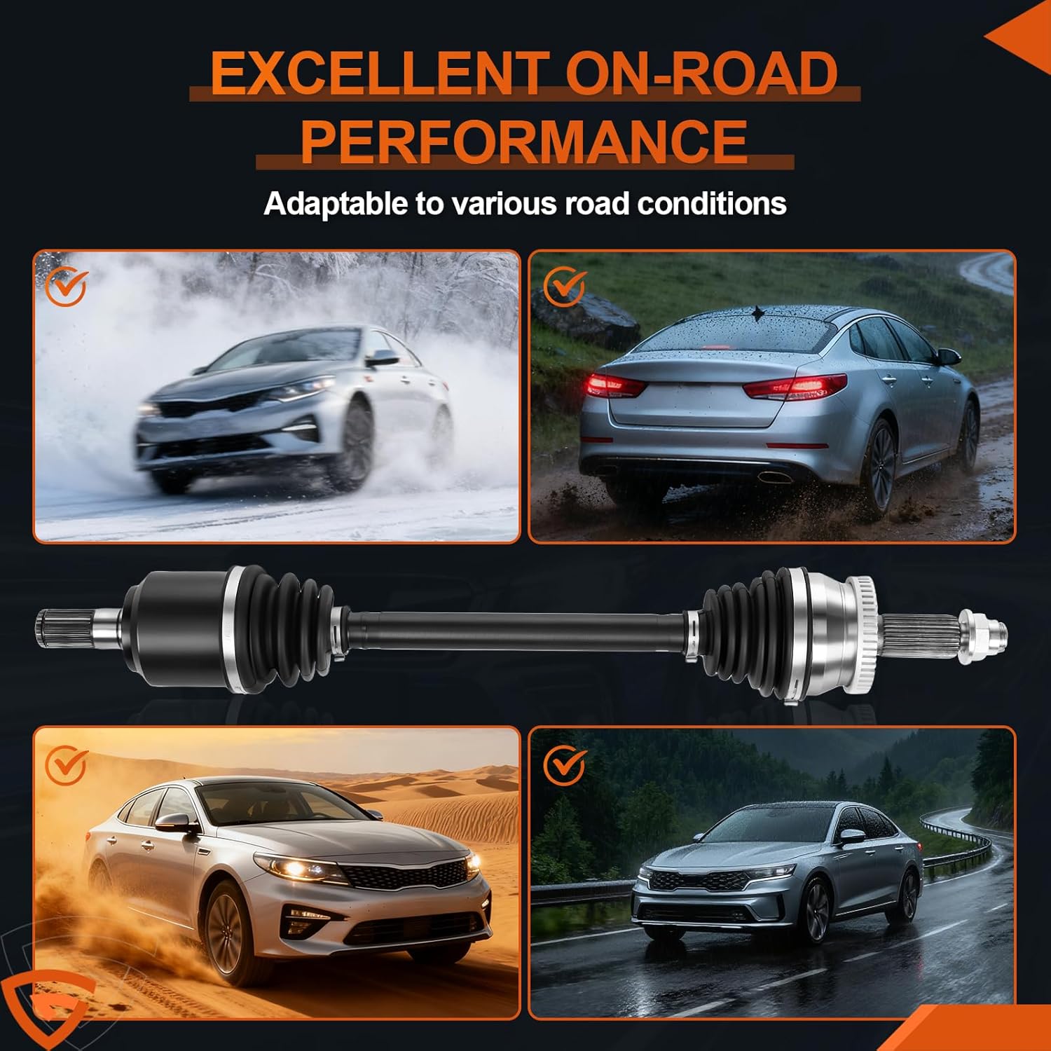 GEARLAST CV Axle Shaft Assembly Cv Axle Front Driver Side Compatible with Hyundai 2015-2019, Kia Optima 2016-2020, Front Left Driver Side, Replace# 66-3829, 49500C2210