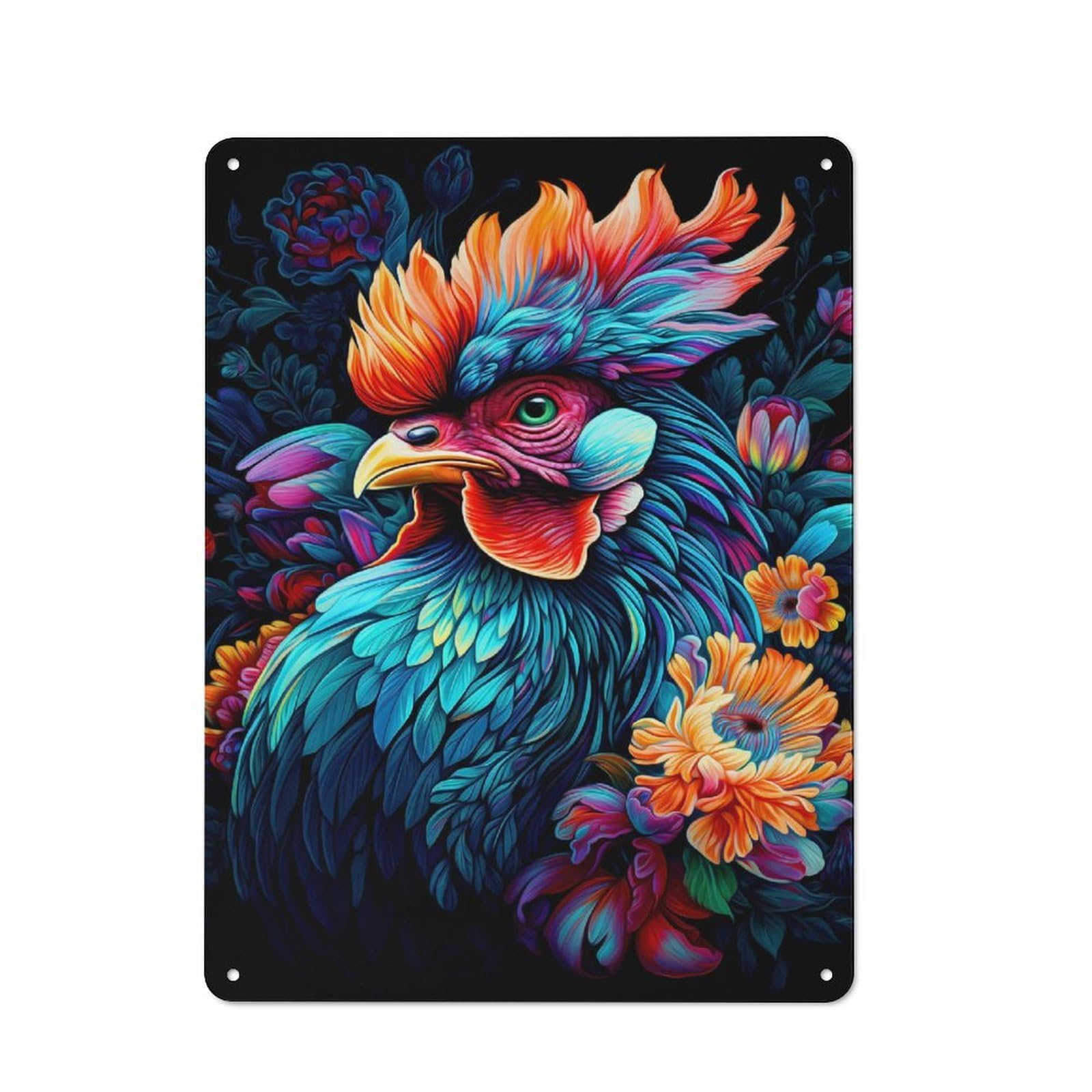 Junmoney Rooster Rustic Metal Plaque 40X30cm For Dining Room Or Kitchen, A Housewarming Gift For Dining Room Decor Fans