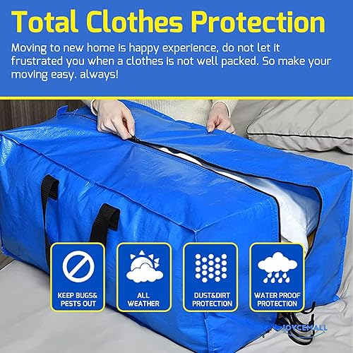 Miniatura 8 de Bolsa de colchón tamaño King para mudanza y almacenamiento, protector de colchón reutilizable extra grueso, impermeable, resistente, con 8 asas de