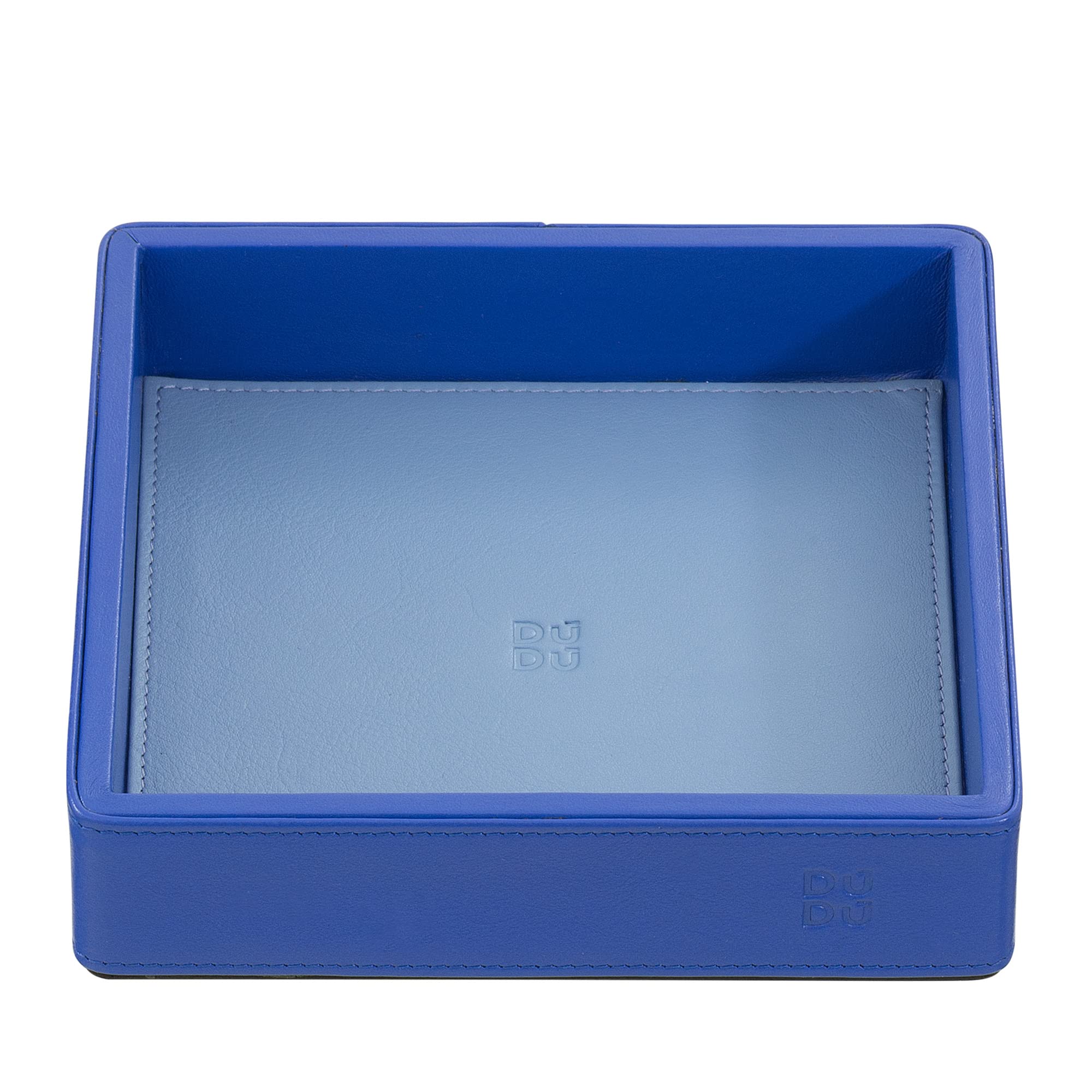 DUDU Vide-Poches Design en Cuir coloré pour entrée Porte-Objets 14x14cm avec Coffret Cadeau Bleuet