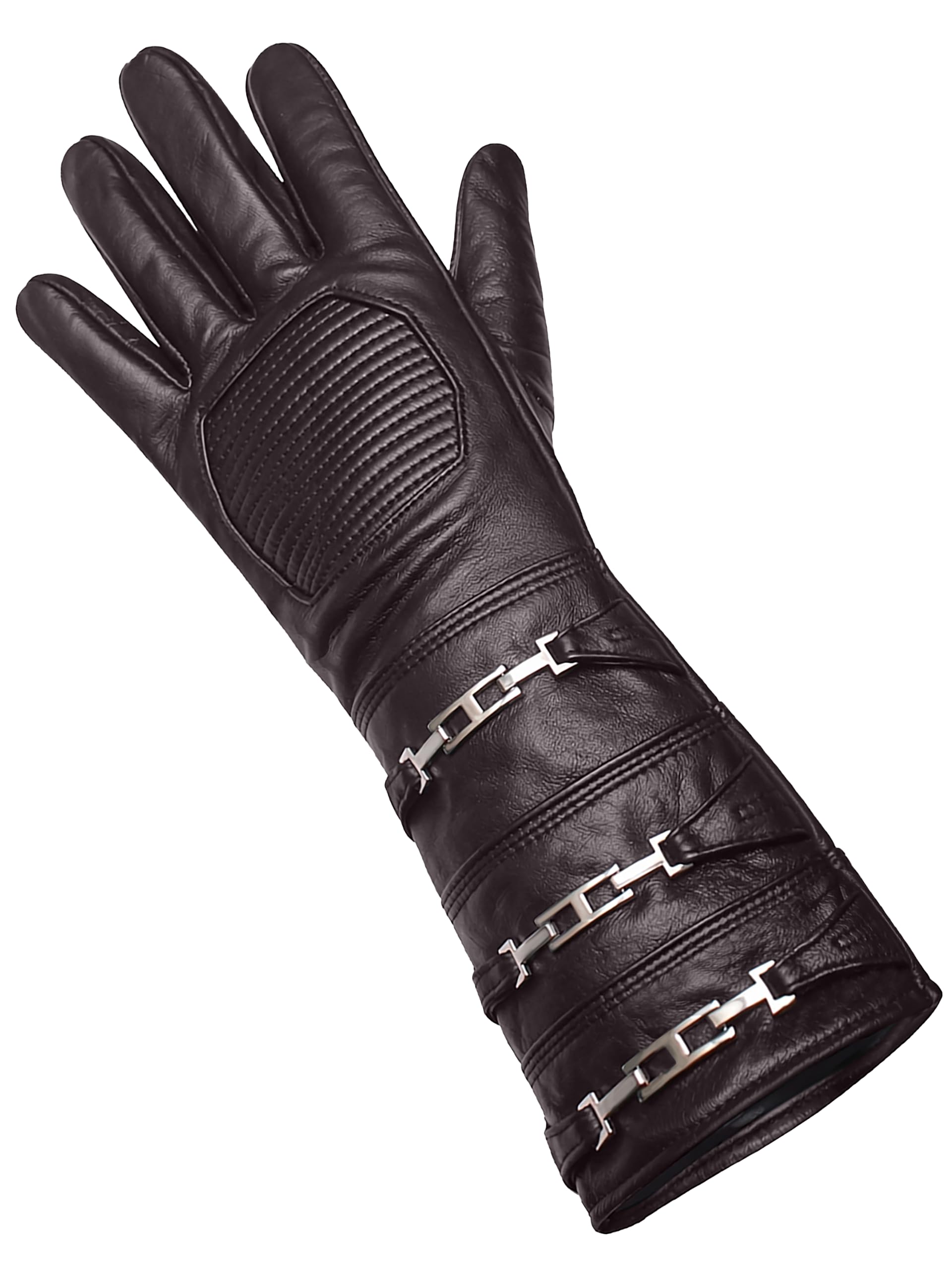 URBAN BUCK Sky Real Sheepskin Leather Costume Gauntlet Glove - Regular Fit Long Arm Cuff Mens Unlined Cosplay Gloves