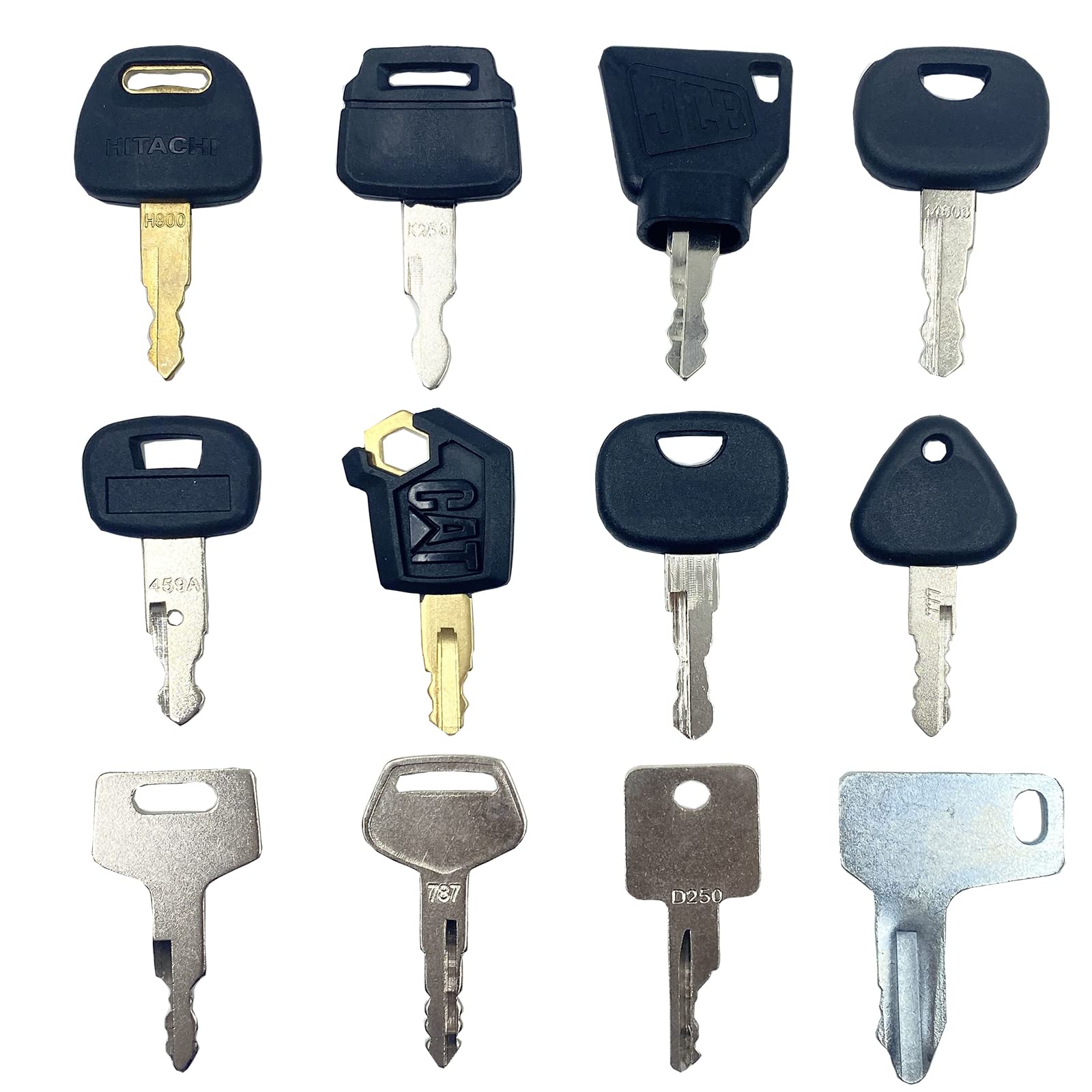 12X Ignition Starter key set Agricultural/Excavator/Machinery/Factories/Dump Trucks/Tractor/Bulldozers for Caterpillar, Kobelco, Komatsu, Yammer, Hitachi (L)