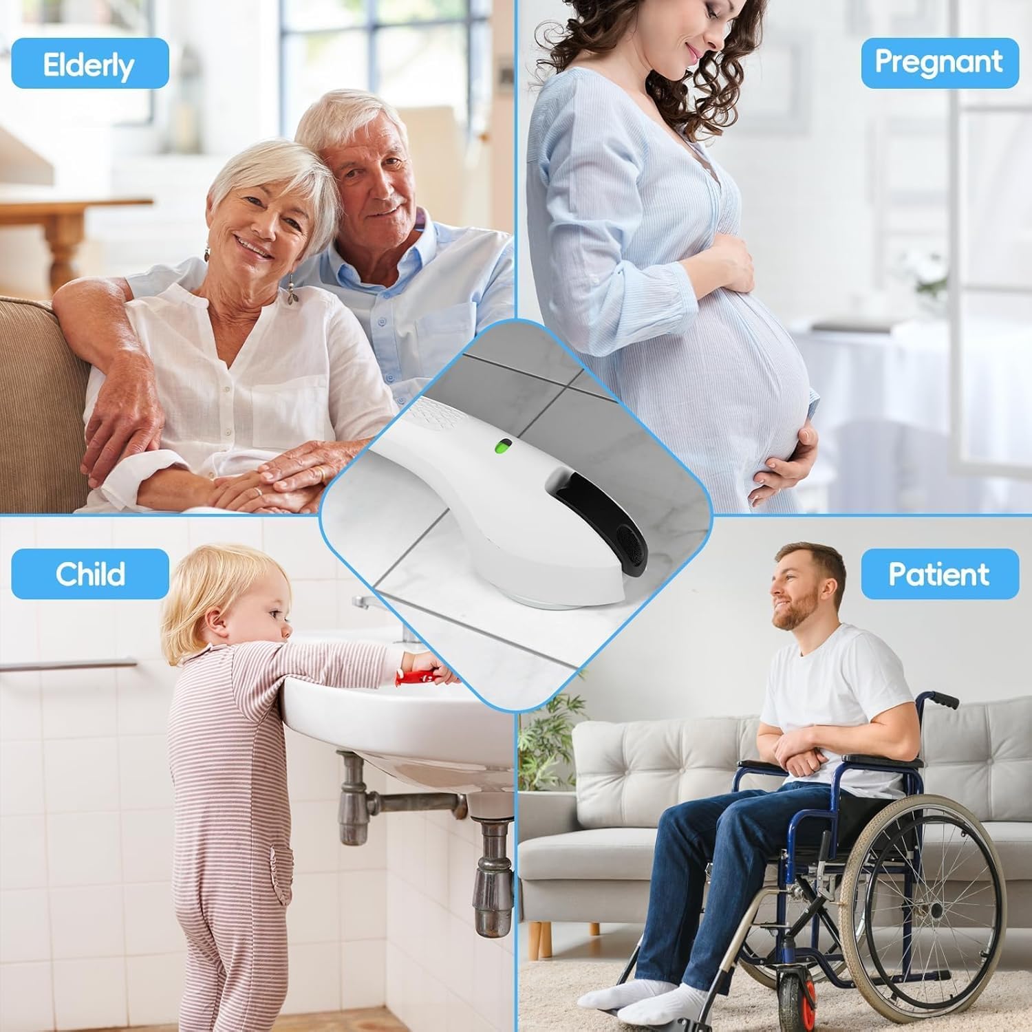 SPECILITE Uchwyt prysznicowy, uchwyty dla seniorów MAX 120 KG, uchwyt prysznicowy z przyssawką 44 cm ze wskazaniem wizualnym, do łazienki, wanny i prysznica, bezpieczne uchwyty dla seniorów