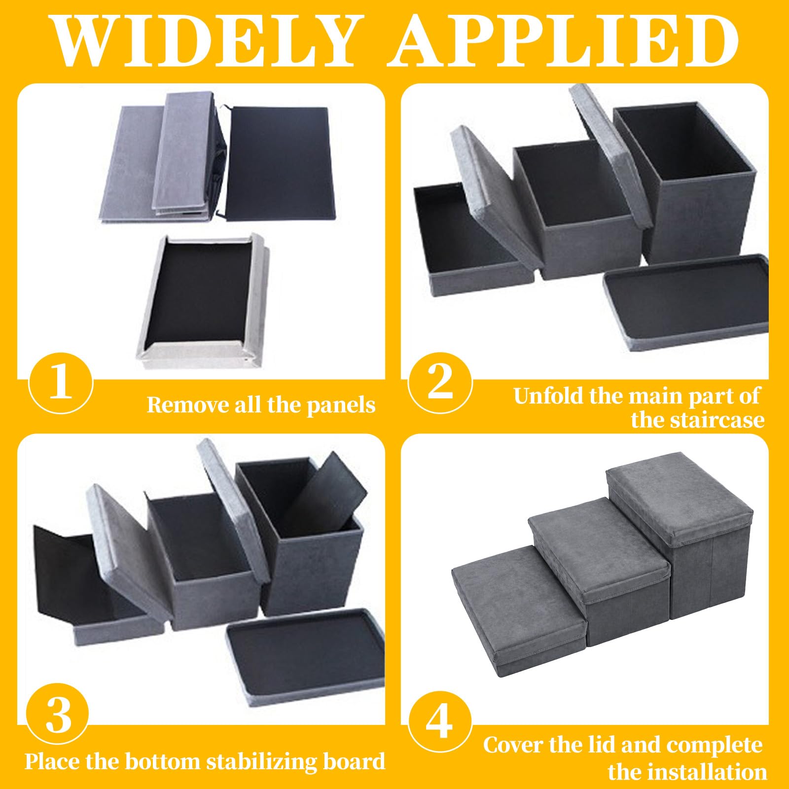 Escalier pour Chien Pliable, Escalier pour Chien Canapé avec Espace de Rangement, Marche pour Convient aux de Petite à Grande Taille