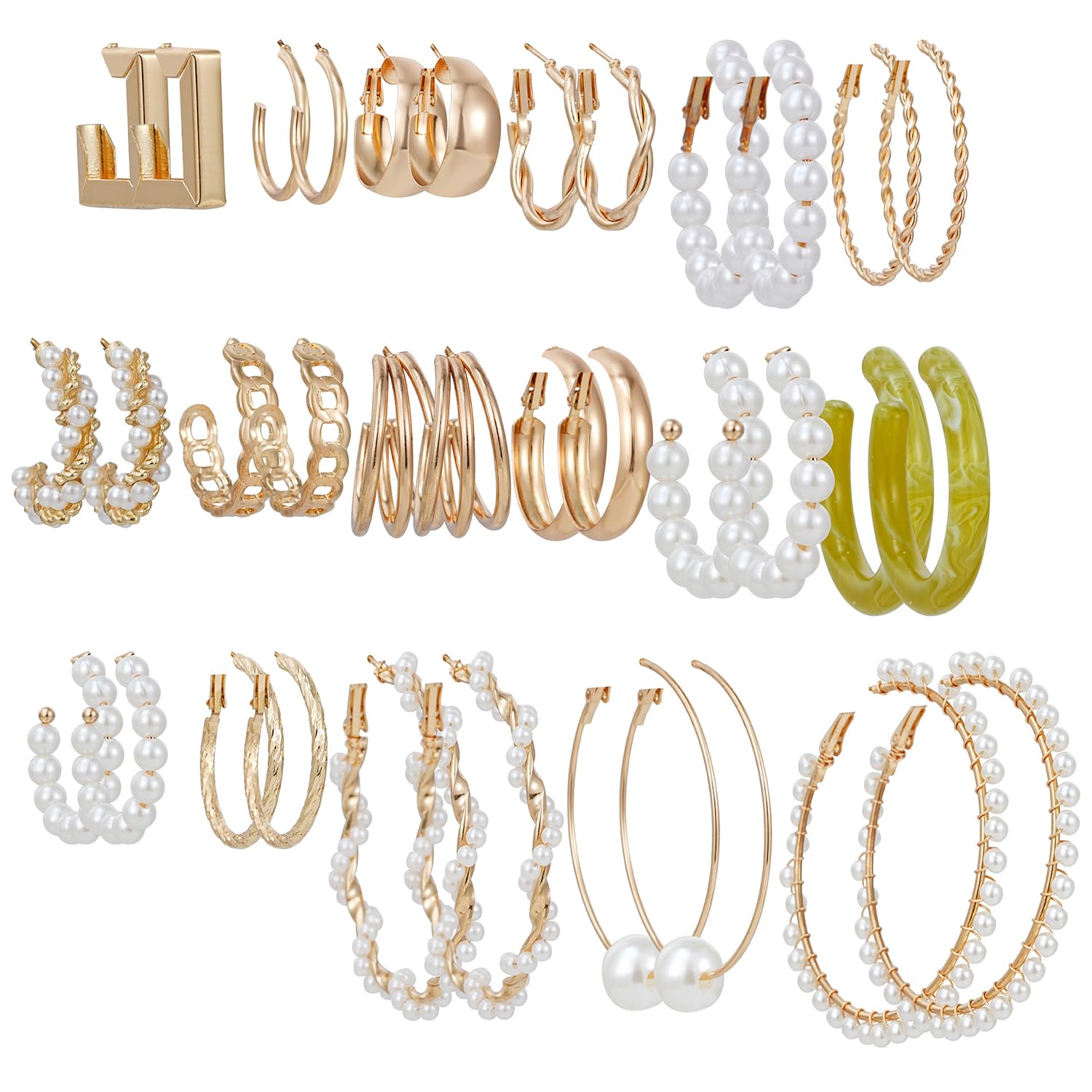 Shining Diva Fashion 17 Pairs Earrings for Women and Girls Pearl Combo Set Latest Stylish Western (16029er) (B0DFCF596W) Amazon Price History, Amazon Price Tracker