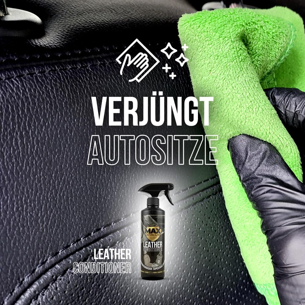 MAX DETAIL-LAB - Leather Conditioner - Lederpflege Auto Innenraum, Konditionierer für Leder Autositze, Erstklassiger Schutz und Pflege, Lederreiniger Detailing Kit Autopflege Set, 5L