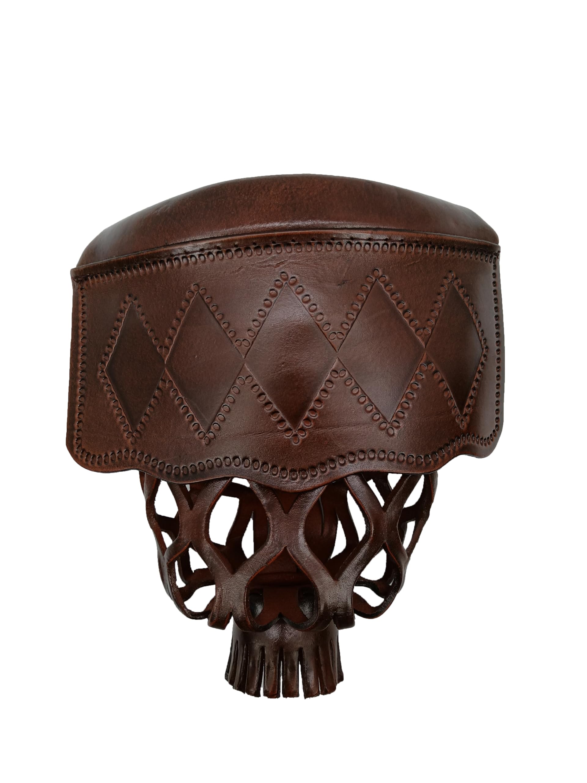 Pool Table Pockets Leather Pockets Made of Genuine Cowhide, Diamond Pattern Shield, Walnut Color, Set of 6