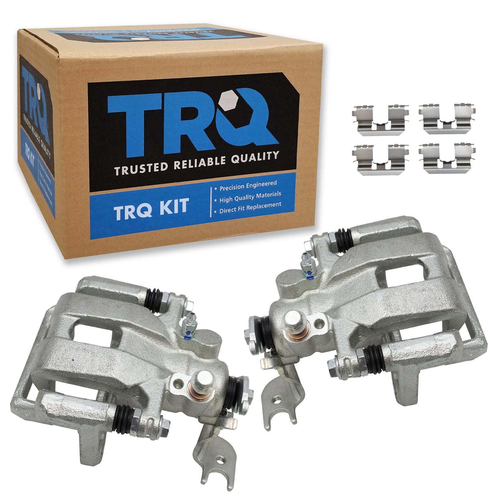 TRQ Rear Driver and Passenger Side Brake Caliper Set Caliper Brackets