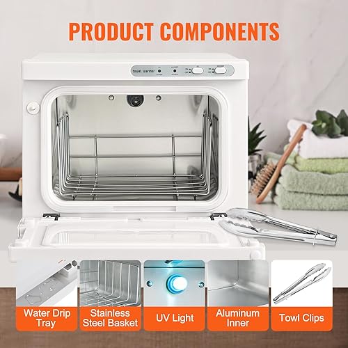 Miniatura 5 de VEVOR Armario caliente de 8 litros, calentador 2 en 1 con estante de acero inoxidable, capacidad para hasta 16 toallas, calentamiento rápido