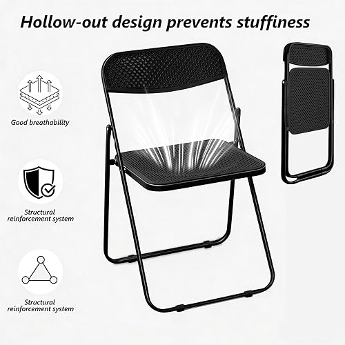 Miniatura 7 de Paquete de 10 sillas plegables de plástico, sillas plegables de plástico, sillas de fiesta portátiles para interiores y exteriores, asientos