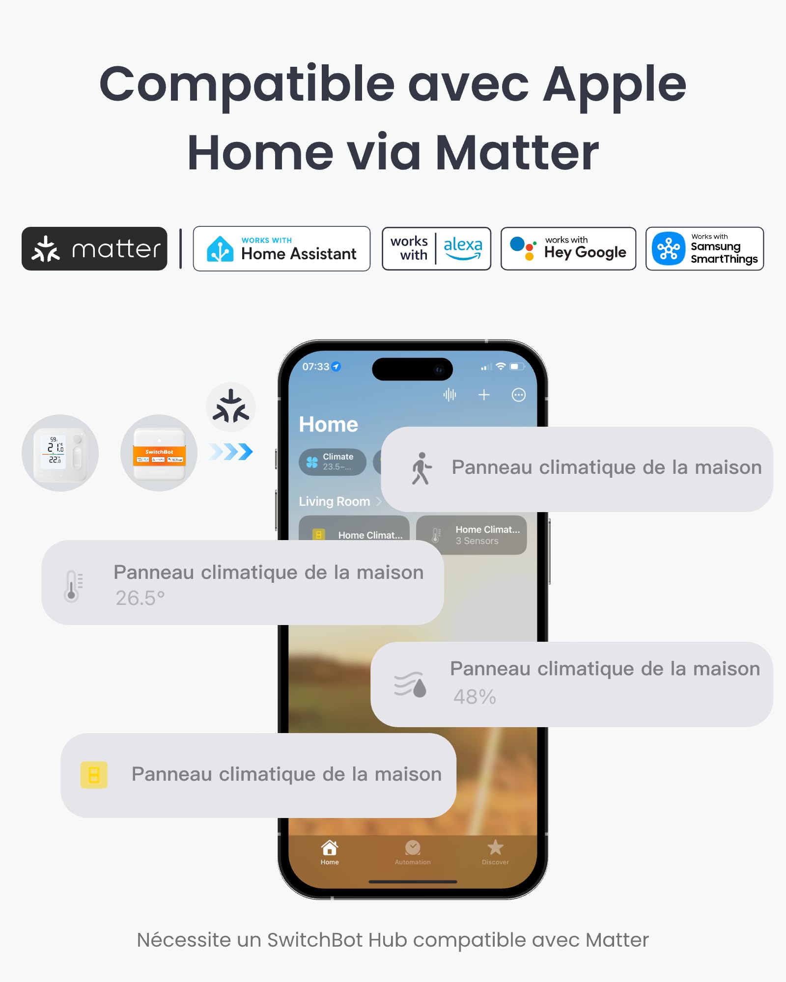SwitchBot Panneau de contrôle du climat intérieur, thermohygromètre intégré, optimise la régulation des vannes des radiateurs, économie d'énergie et de coûts. Compatible avec Apple Home et Home