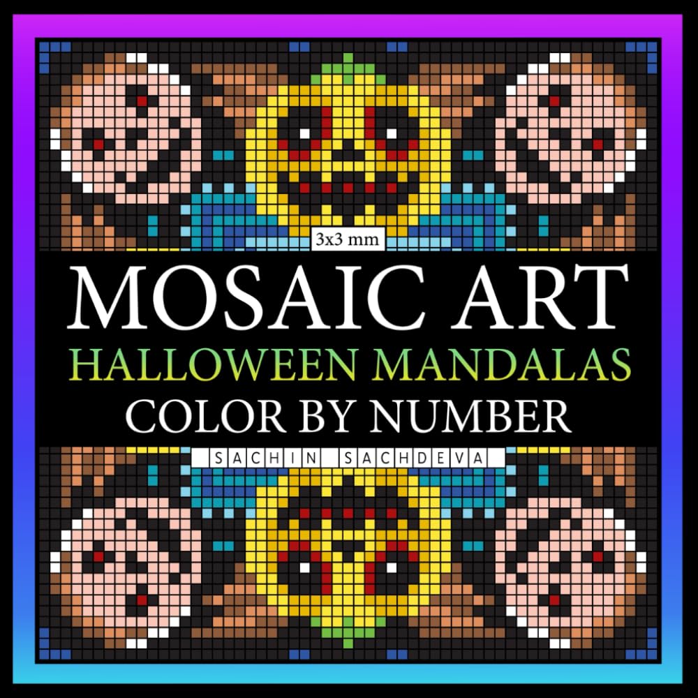 Mosaic Art Halloween Mandalas: Mystery Color by Number Coloring Book for Adults featuring Spooky Designs, Mandala Patterns for Stress Relief and Relaxation (Mosaic Art Color by Number)
