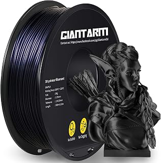 GIANTARM Shiny Silk Black PLA Filament，Toughness Enhanced Filament with 1.75mm Dimensional Accuracy +/-0.03mm, 1080 Feet per Roll, Vacuum Packaging, for Most 3D FDM Printer …