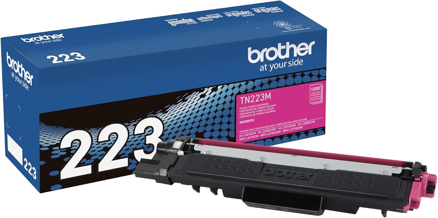 Brother Genuine TN223M Standard Yield Magenta Toner Cartridge (TN223 Series) (For use with HL-3210CW, HL-3270CDW, HL-3230CDN, MFC-L3770CDW, MFC-L3750CDW Printers