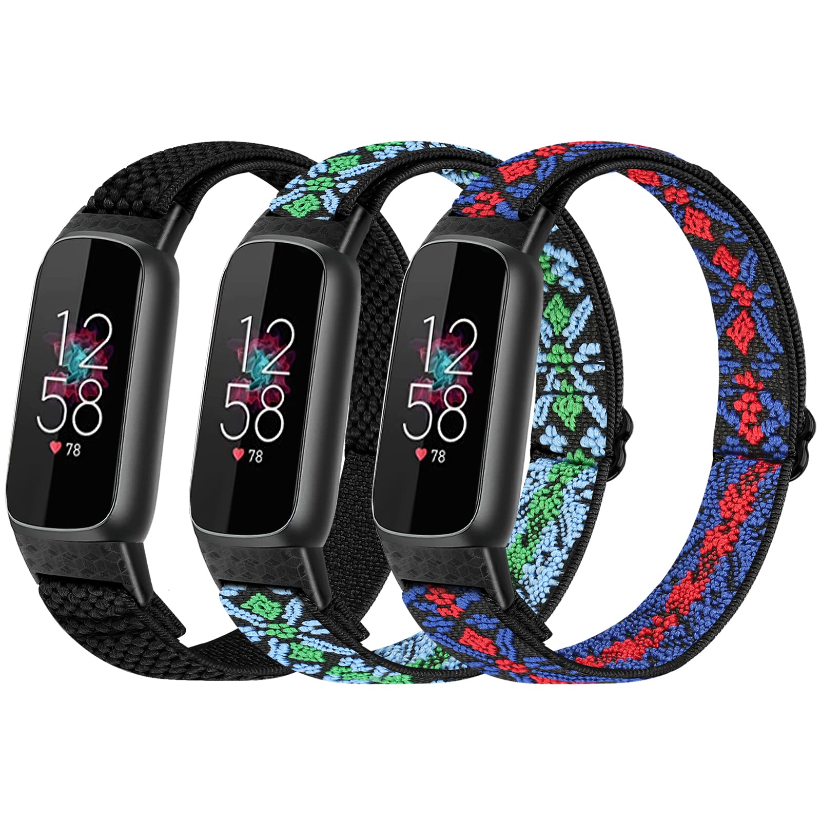 TumpCez Elastic Nylon Bands Compatible with Fitbit Luxe Bands for Women Men,Stretchy Adjustable Breathable Comfortable Sports Replacement Straps