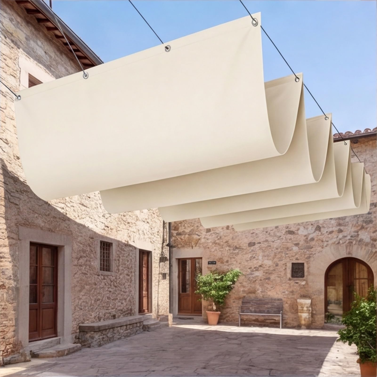 Toile-Ombrage Rétractable Vague pour Profiter de la Terrasse
