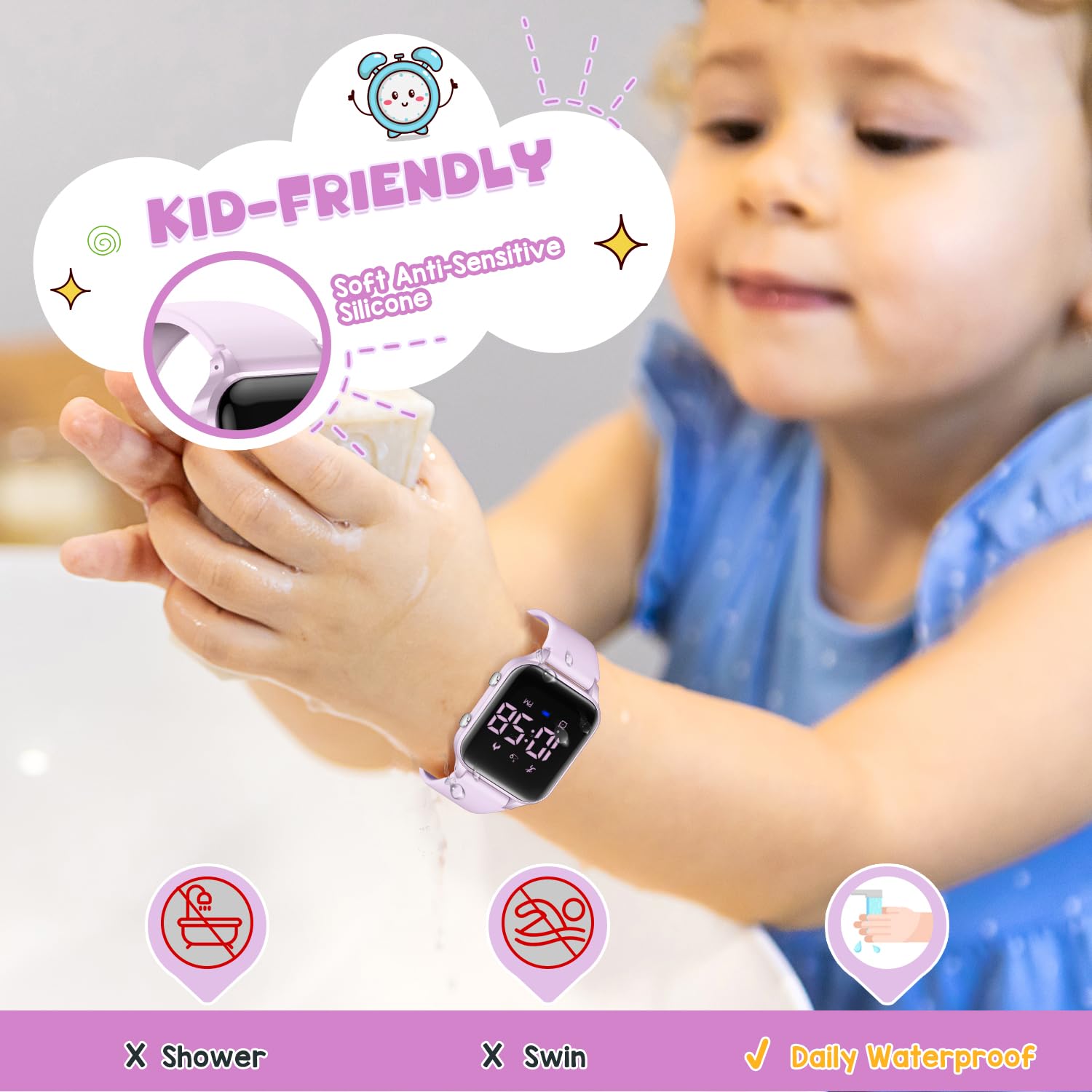 Timever Digitale Kinder-Armbanduhr für Kinder im Alter von 5–14 Jahren, für Mädchen und Jungen, Kinder-Sportuhr, Outdoor-Digitaluhr mit Schrittzählung, Entfernungsberechnung, Vibration, Dual-Wecker