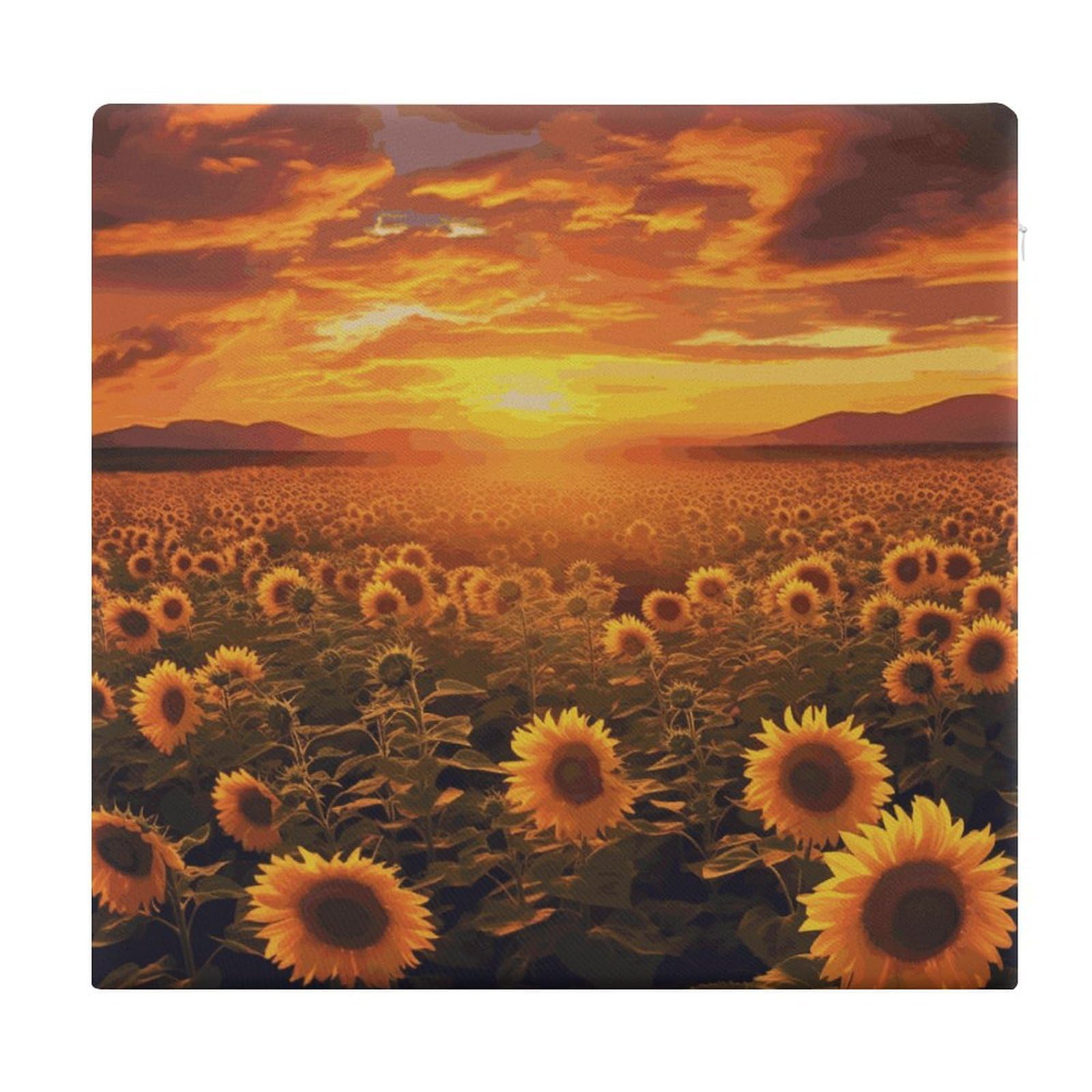 Adfgyerh Style Sunflower Field Sunset Sea Of Flowers Cushions Memory Foam For Adults, Seat Cushion Chair Pads Soft, Square Pillows For Dining, Kitchen, Office, Patio Chairs