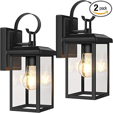 BesLowe 2-Pack Outdoor Wall Light Fixtures, Exterior Lighting Fixtures Wall Mount, Waterproof Porch Lights Outdoor Wall Sconces Lanterns, Modern Outside Lights for House Front Door Garage, Black