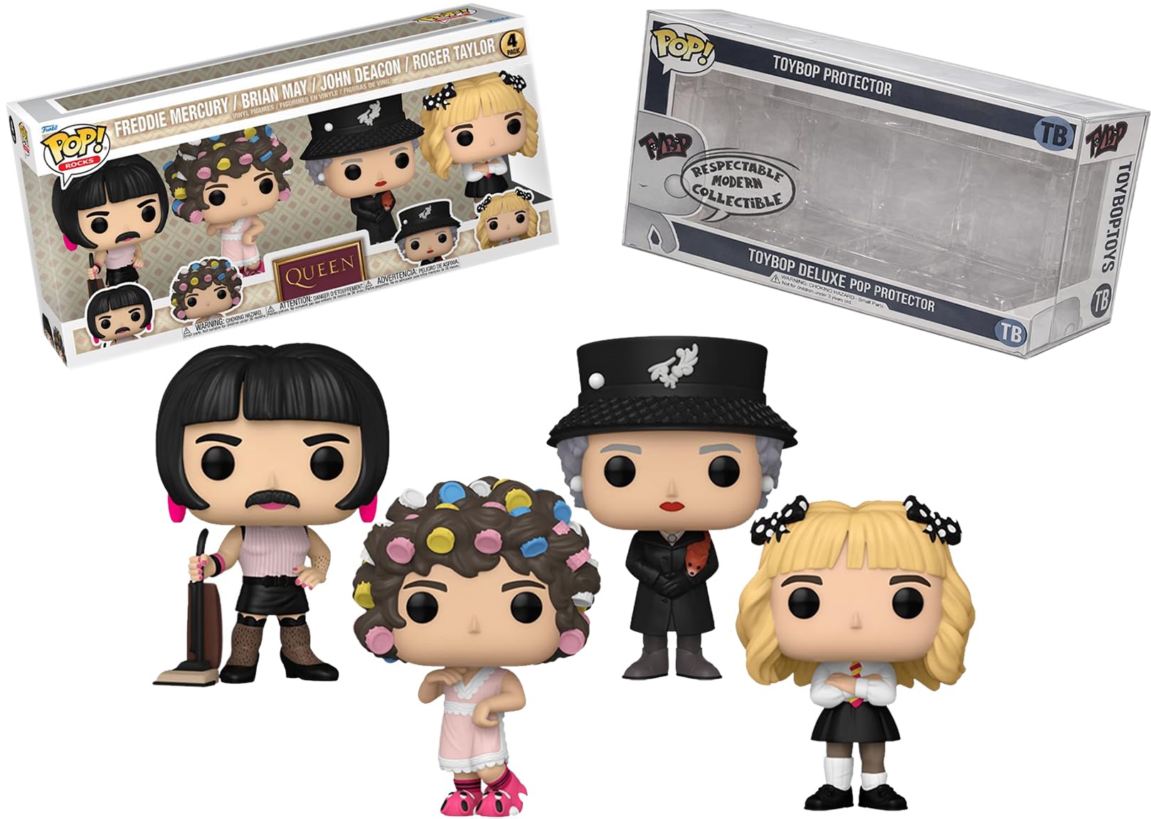 Funko Queen Freddie Mercury I Want to Break Free Drag 4-Piece Vinyl Figure Set with ToyBop: Pop! Rocks Protection (Comes with Pro-Deluxe Pop Protector Collector Case Gift Box)