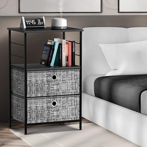 Miniatura 6 de Sorbus - Mesita de noche con 2 cajones - Mesita de noche y mesa lateral para el hogar. Accesorios de dormitorio, oficina, dormitorio universitario,