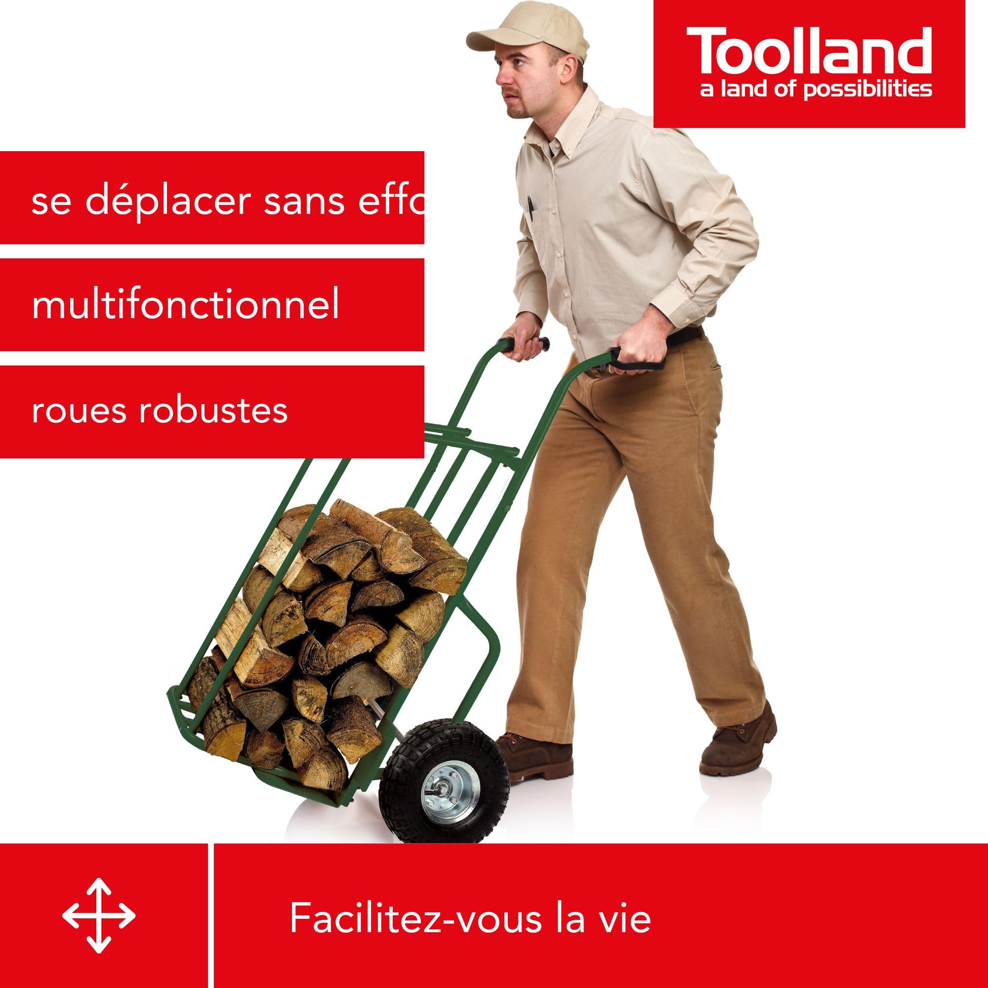 Toolland - Chariot à Buche Charge maxi 250 kg + Roues Gonflées , Vert
