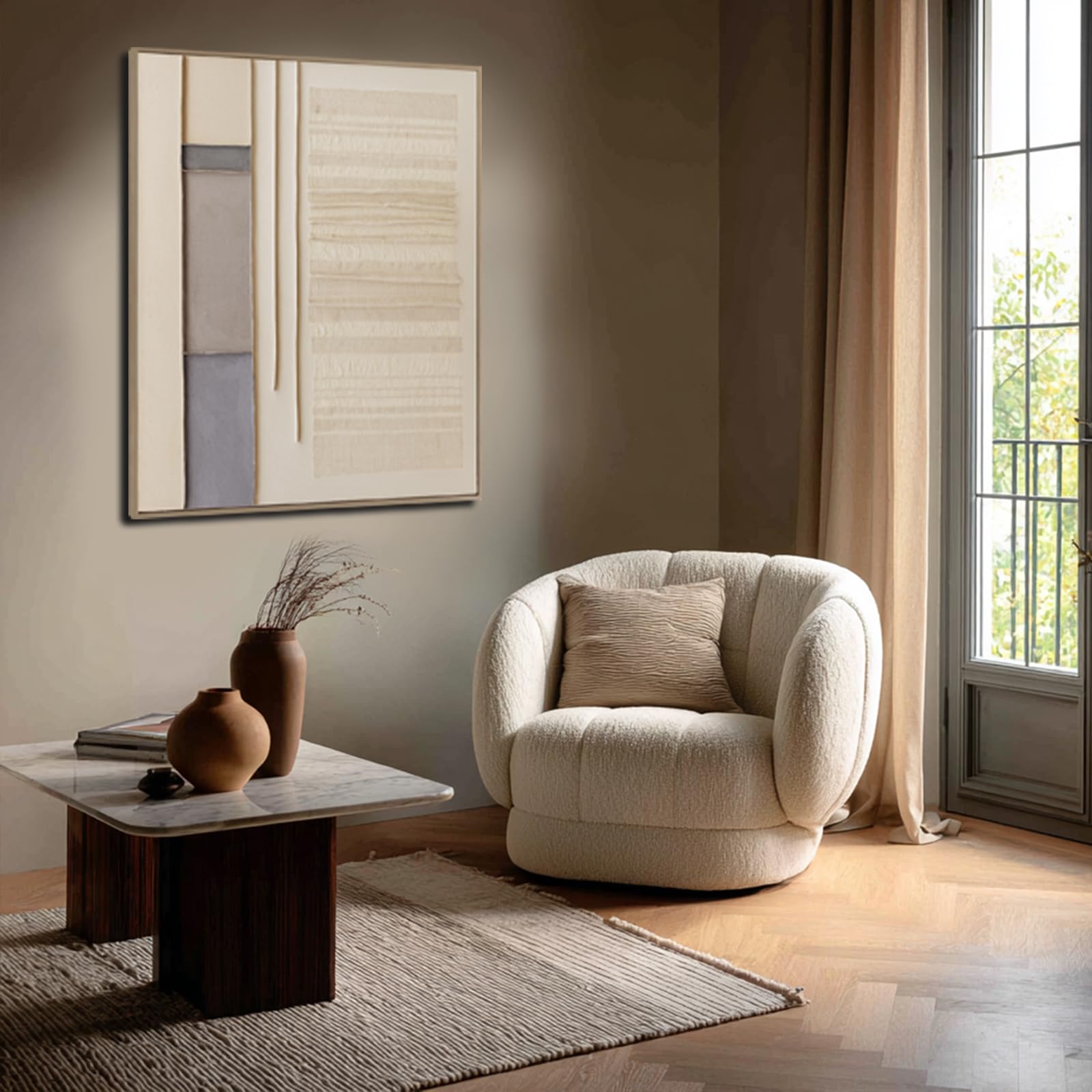 Photo 1 of *** STOCK PHOTO FOR REFERENCE *** 
Framed Neutral Abstract Wall Art 32"x 40"