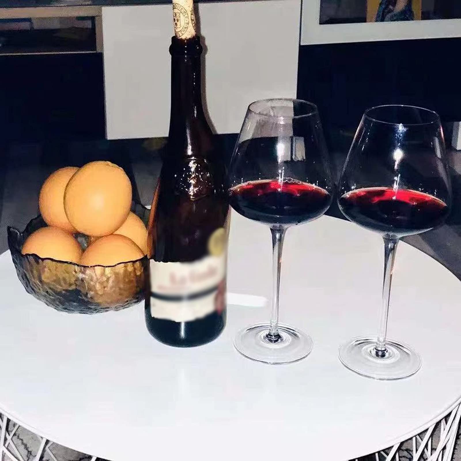 Rotwein Gläser Set Mit Hand Geblasen Große Weingläser 4-Teiliges Set Premium Kristall Weingläser/Transparent/550Ml