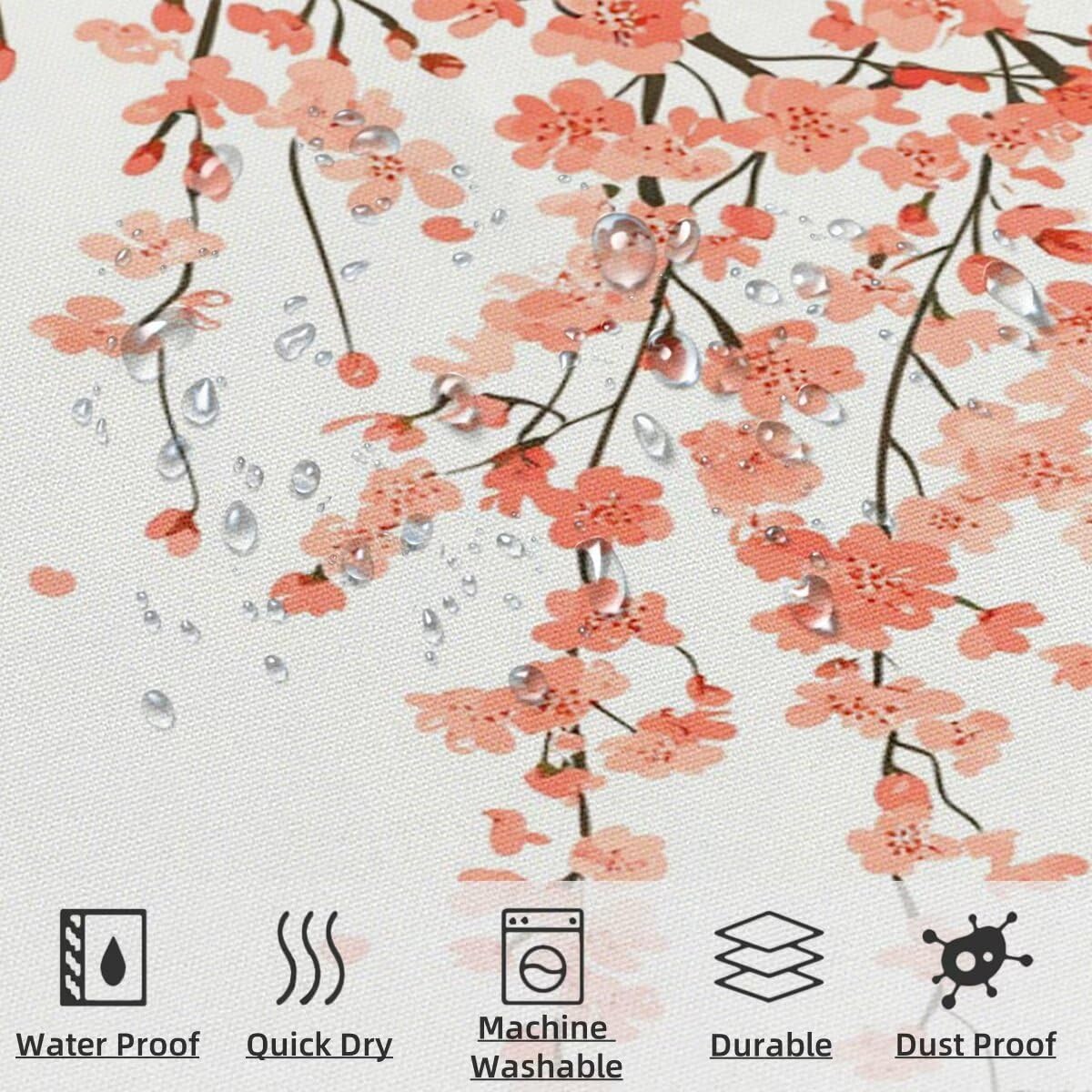 Duschvorhang Rosa Duschvorhang 240x200 cm, Duschrollo Blumen Shower Curtains Beschwerter Saum, Duschvorhänge Badewanne Waschbar Polyester Stoff, Wasserdicht mit 12 Haken, Geschenke für Frauen -3839