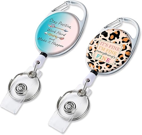 Carrete retráctil para tarjetas de identificación con llavero retráctil para llaves, lindo nombre de enfermera, carretes decorativos con clip para