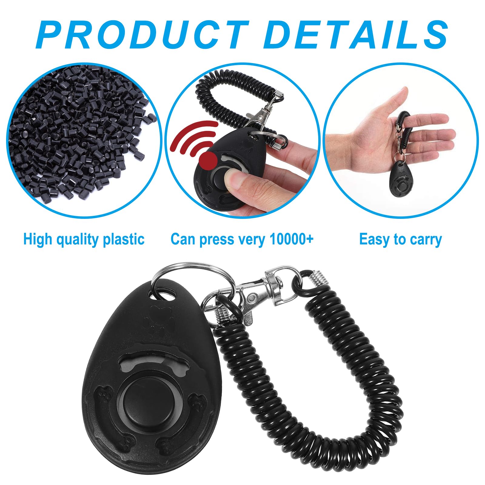 Aililong 2 Pezzi Dog Clicker - Addestramento Animali (Cani/Cuccioli/Gatti/Cavalli), Pulsante Grande, Materiali Alto qualità, Versatile