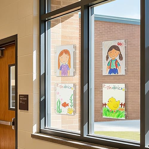Miniatura 3 de NIUBEE Soporte acrílico para letrero de ventana de 8.5 x 11 pulgadas con 4 ventosas para montaje en pared de ventana de vidrio, exhibición de