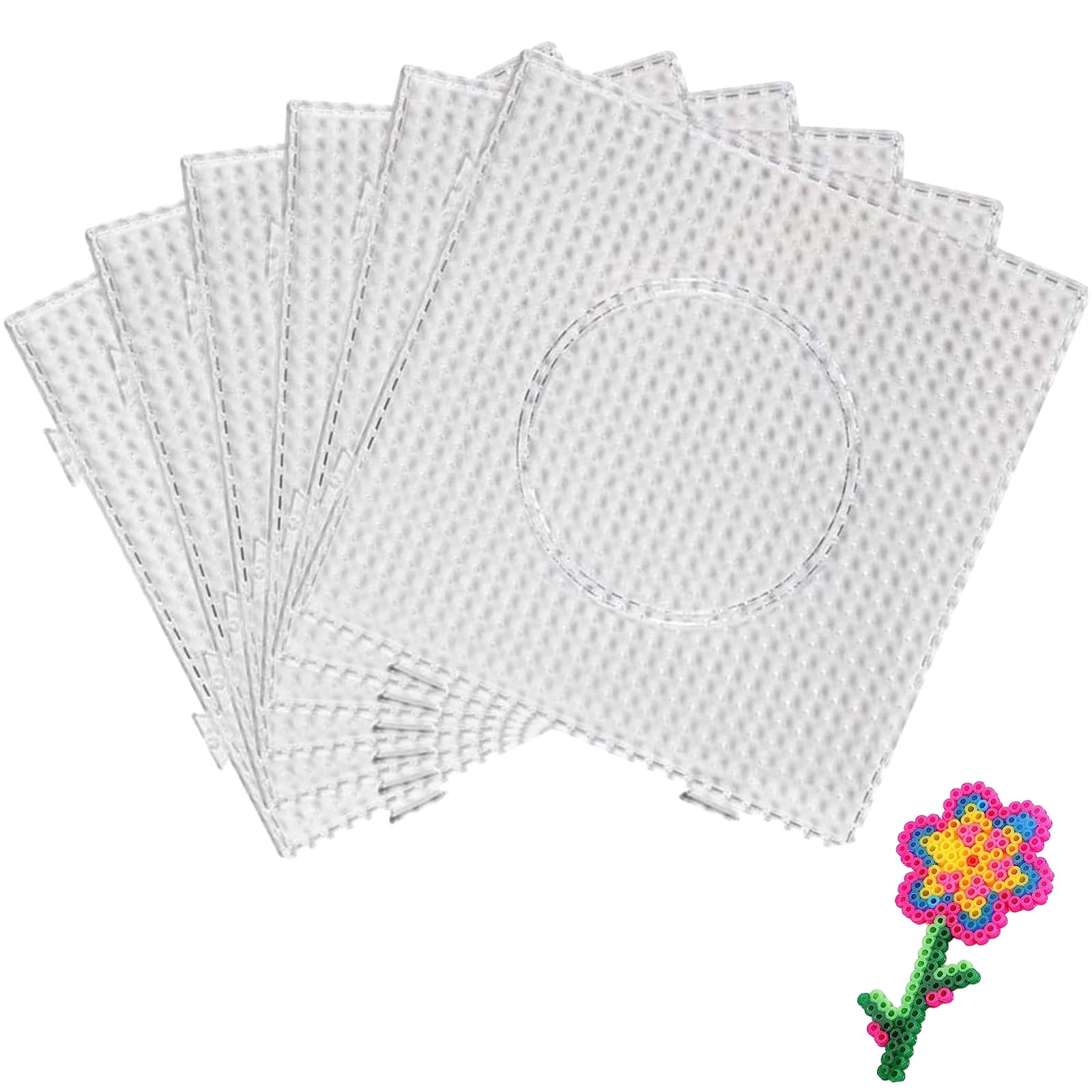 6Pcs Hama Beads Pegboard Set - Large Square Clear Bead Boards for Craft Activities