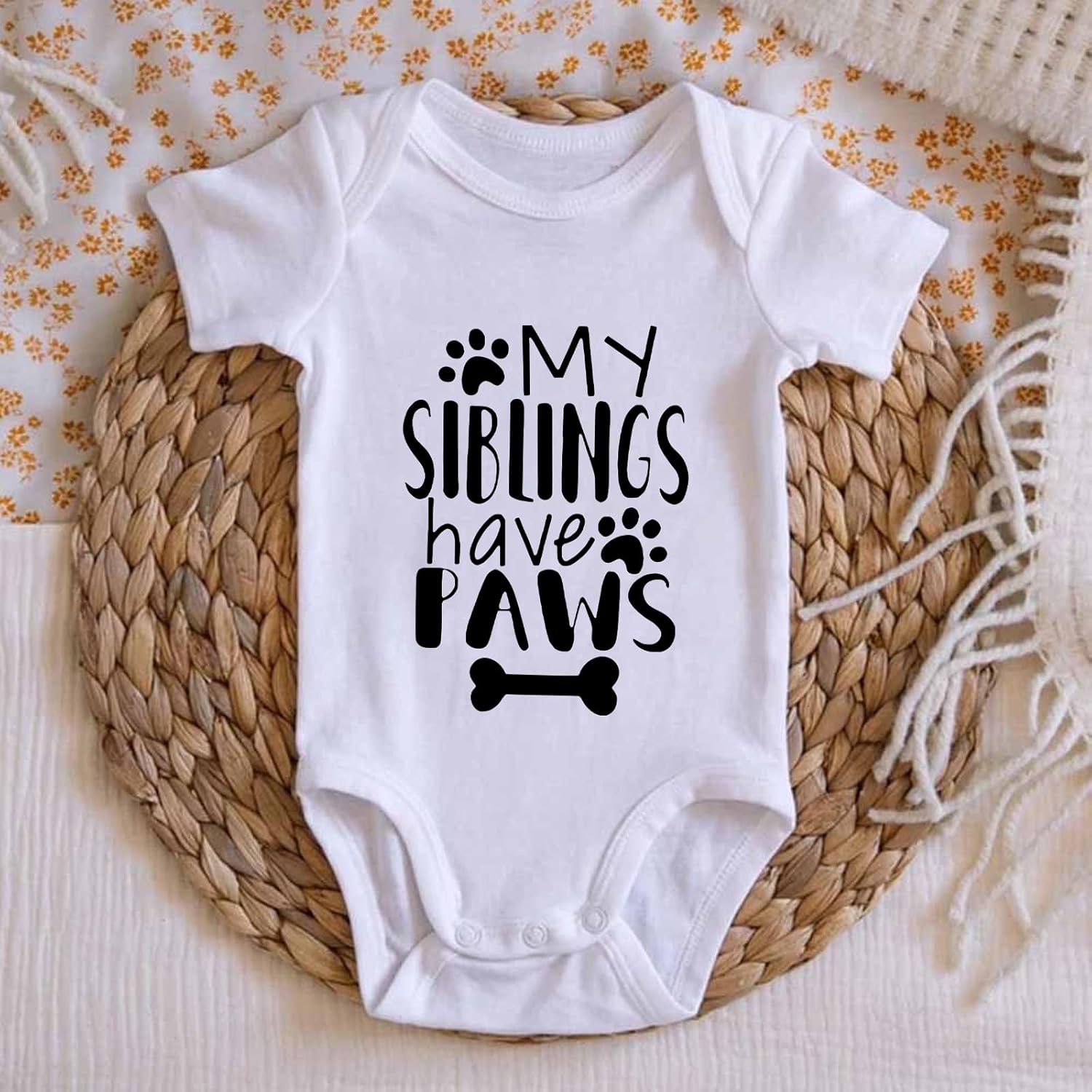 My Siblings Have Paws Baby Bodysuit I Love My Siblings Baby Bodysuits Babies Paws Clothes Unisex - Image 4