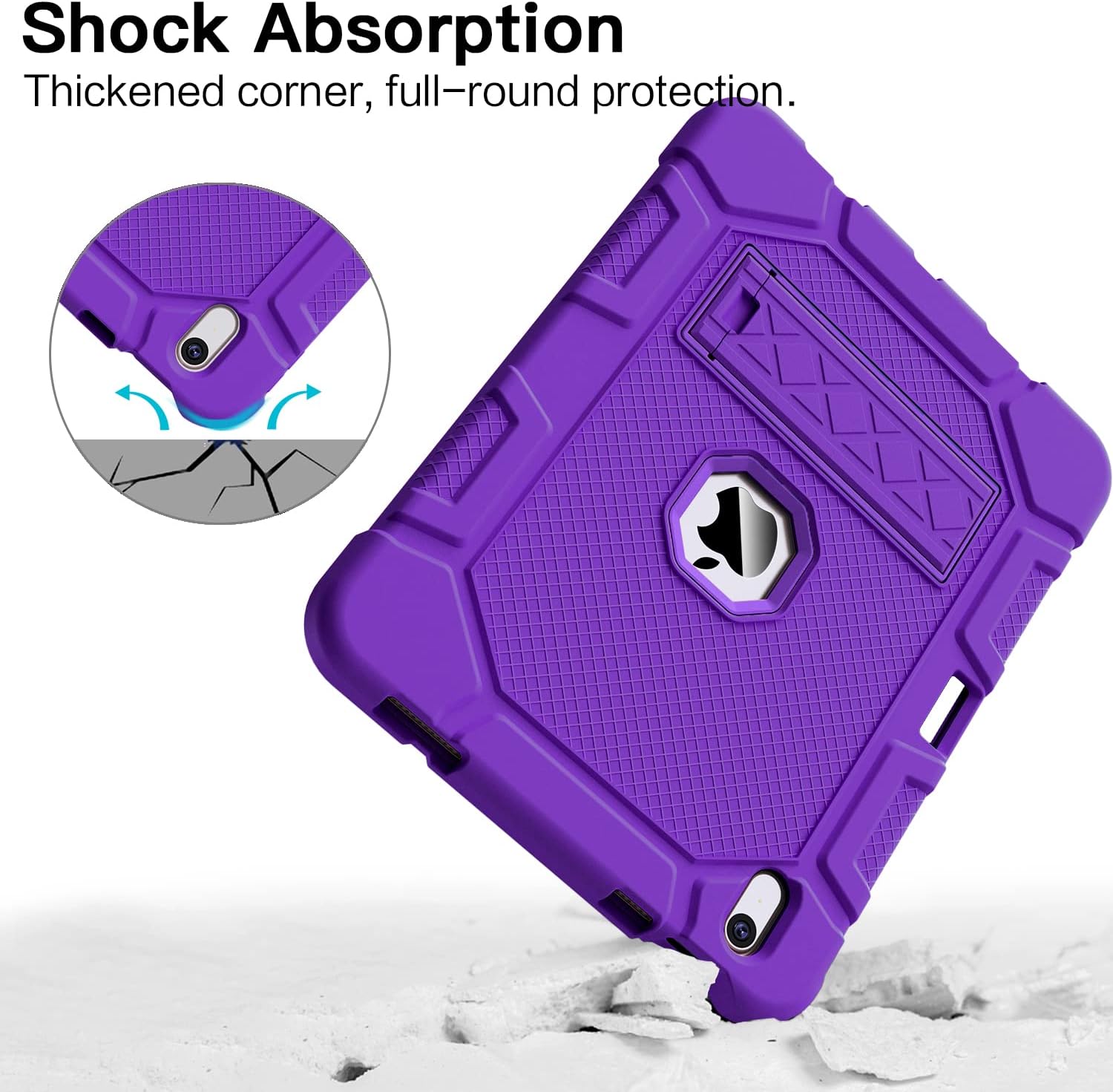 Azzsy Case for iPad 10th Generation 10.9 Inch 2022, [Built-in Pencil Holder] Heavy Duty Shockproof Rugged Protective Case for iPad 10.9 Inch 2022 Release, Purple