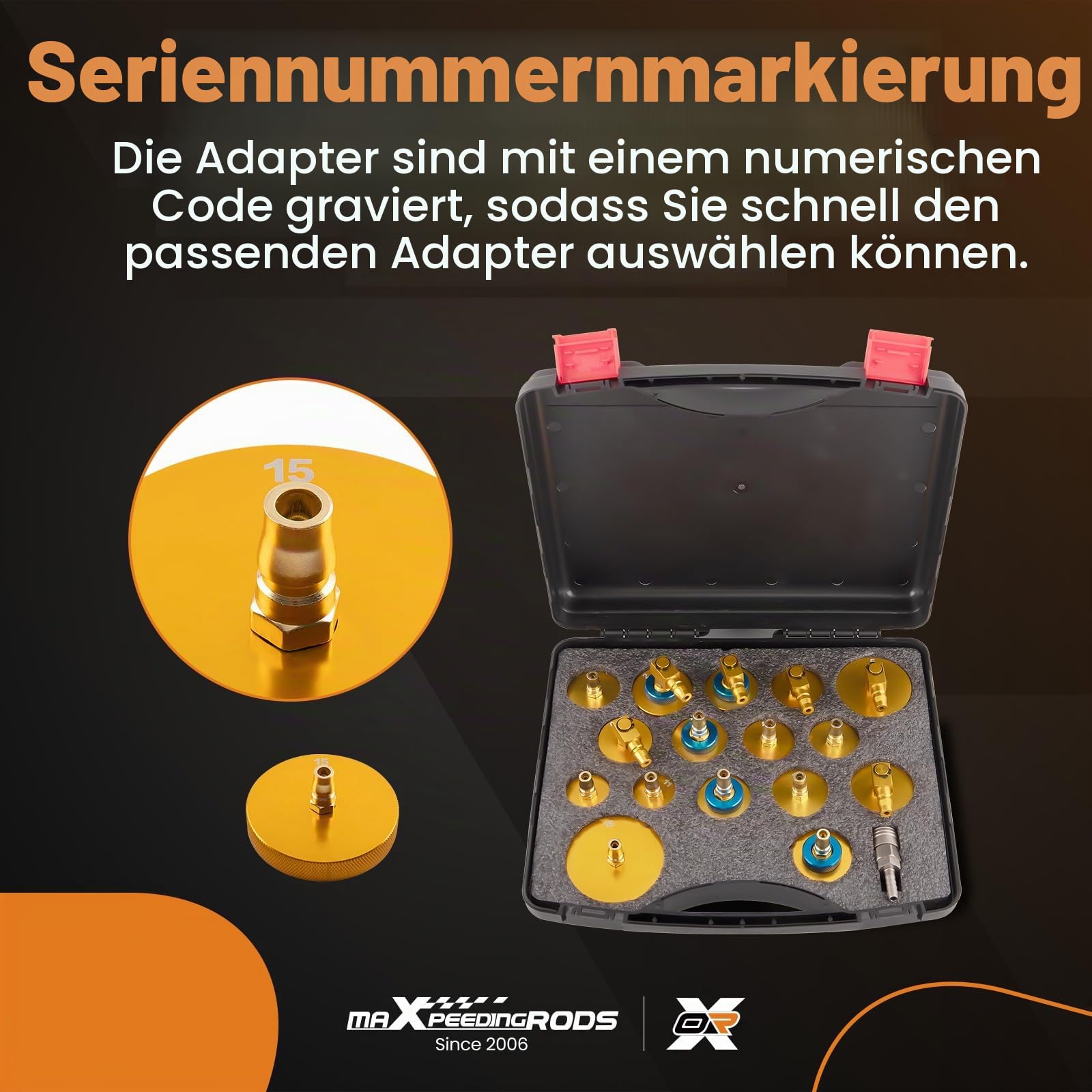 maXpeedingrods Brake Fluid Bleeder Adapter Tool Kit Bremsenentlüftungsgerät | Brake Master Cylinder Bleeder Werkzeug, Entlüfterset Professionelles Bremsentlüfter-Adapterset zum Befüllen Bremsflüssigkeit