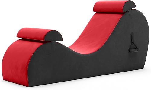 Avana Chakra Yoga Chaise - 2 reposacabezas ajustables y asas con correas ajustables, micro terciopelomicrobucle, rojo y gris