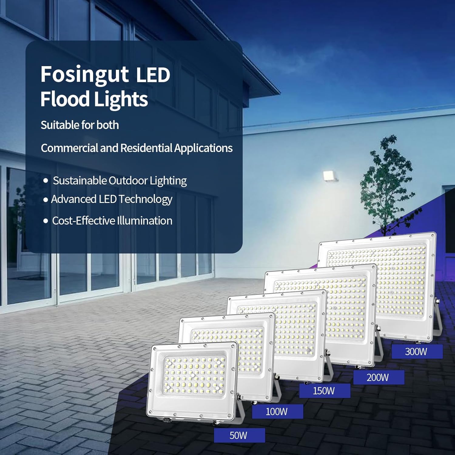 Foco LED De 50 W For Exteriores, Superbrillante, 5000 Lm, 72 Luces De Seguridad, Luz De Día Blanca De 6500 K, IP65, De Trabajo Impermeable, For Garaje, Jardín, Patio, Campo Deportivo(6pcs,400W)