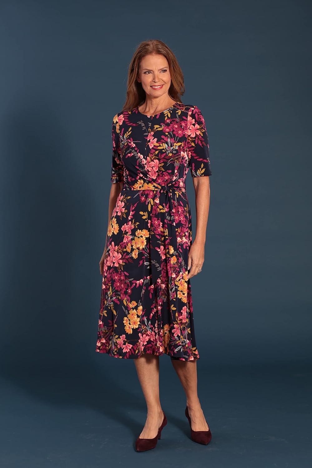 London Times Womens Side Waist Tie Fit and Flare Dress - Image 5