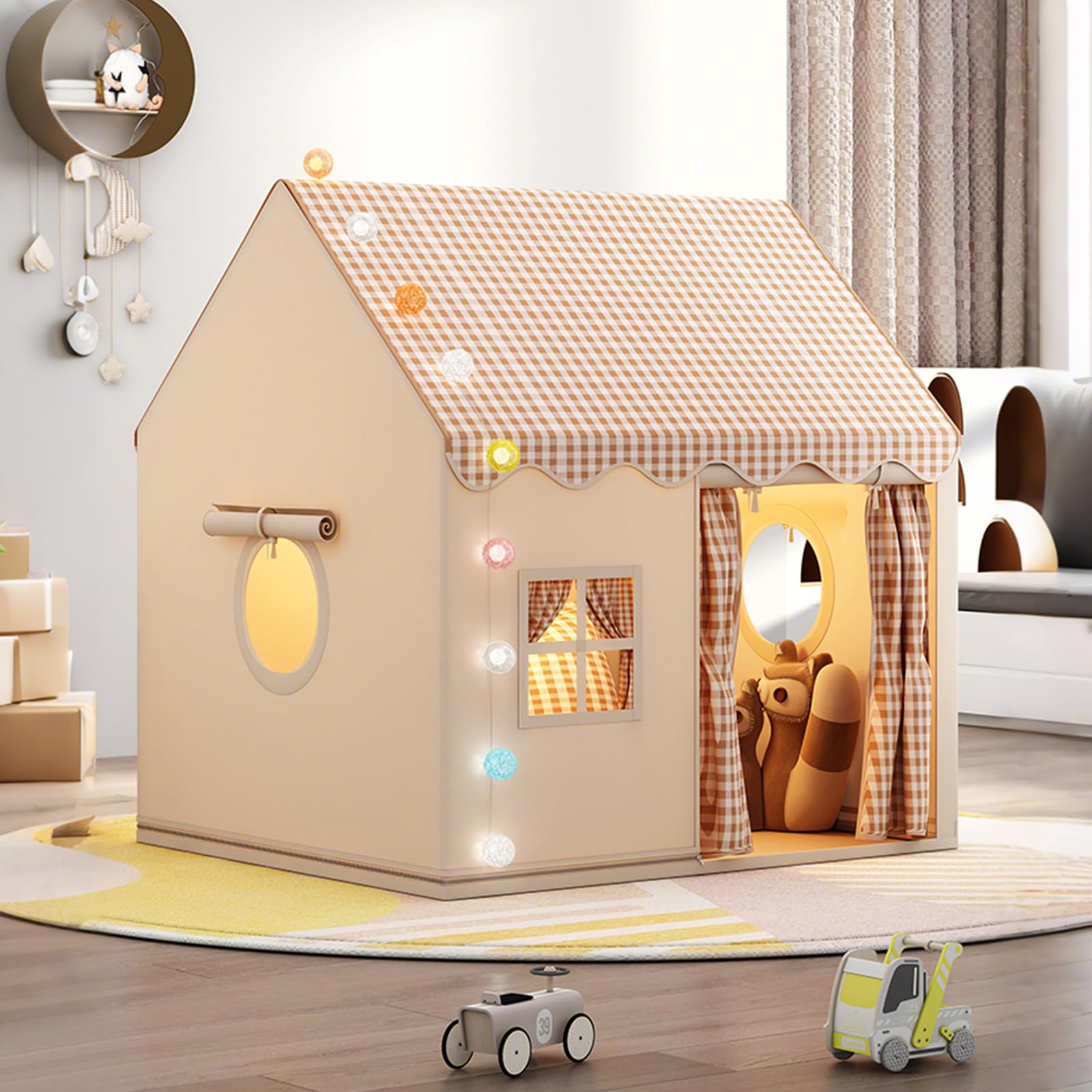 Ergocar Tenda Per Bambini Con Cuscini, Luci a Sfera, Nuvole, Farfalle, Adatti a Bambini Piccoli, Decorazione Della Stanza Regalo Di Compleanno Per Ragazzi e Ragazze