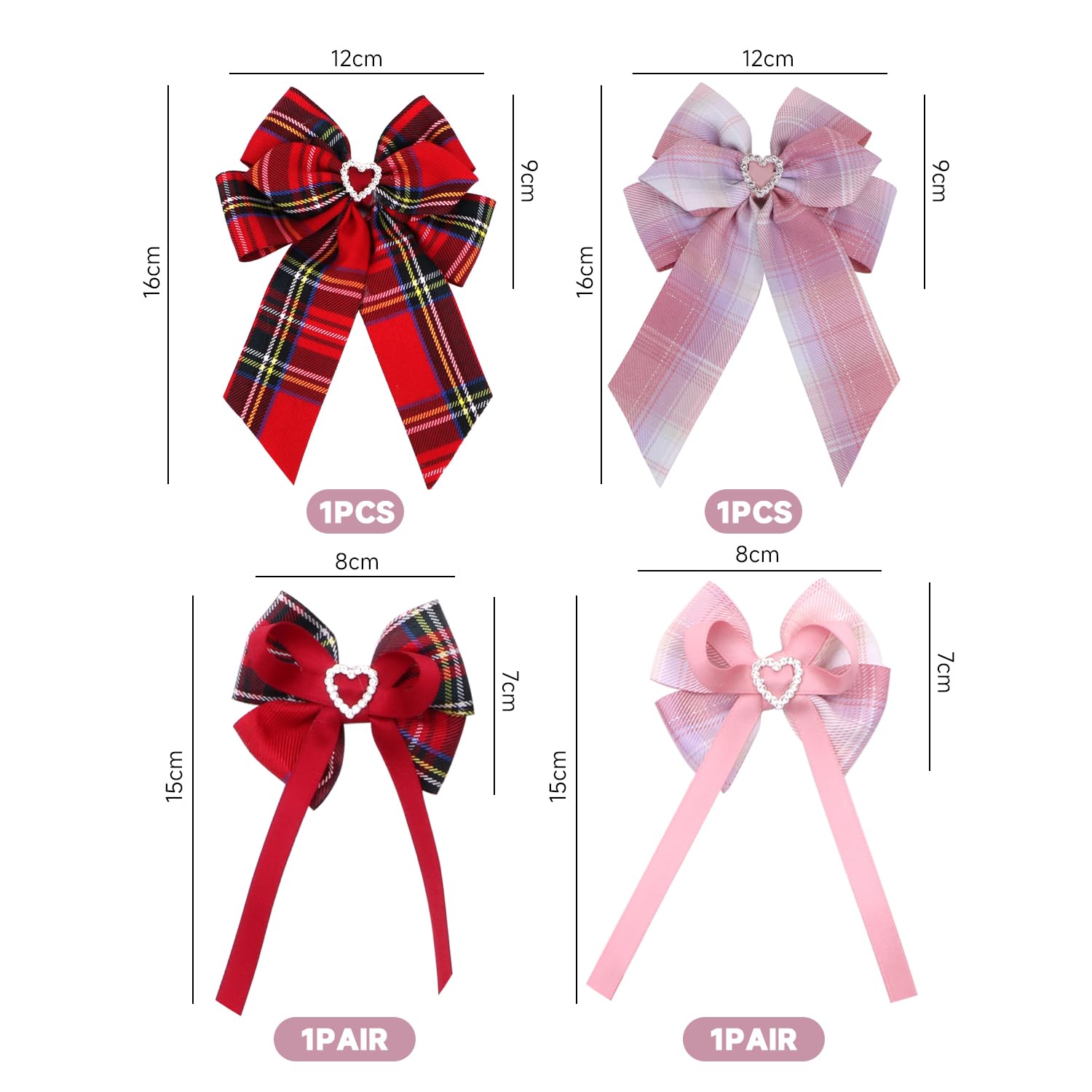 2 Pieces Of Bow Hairpins And 2 works Of Butterfly Ribbon Heart-Shaped Hairpins, Ele Hairpins, Cute Hairpins, Hair Accessories - Image 2