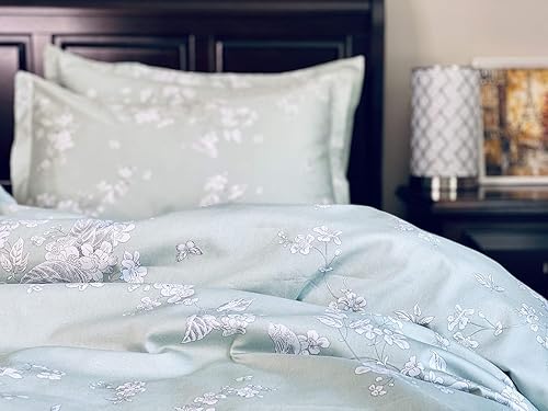 Miniatura 5 de Windflower Bedding Bloomfield - Juego de funda de edredón floral de 3 piezas, algodón botánico, naturaleza, vides, ramas, pájaros, mariposas, flores