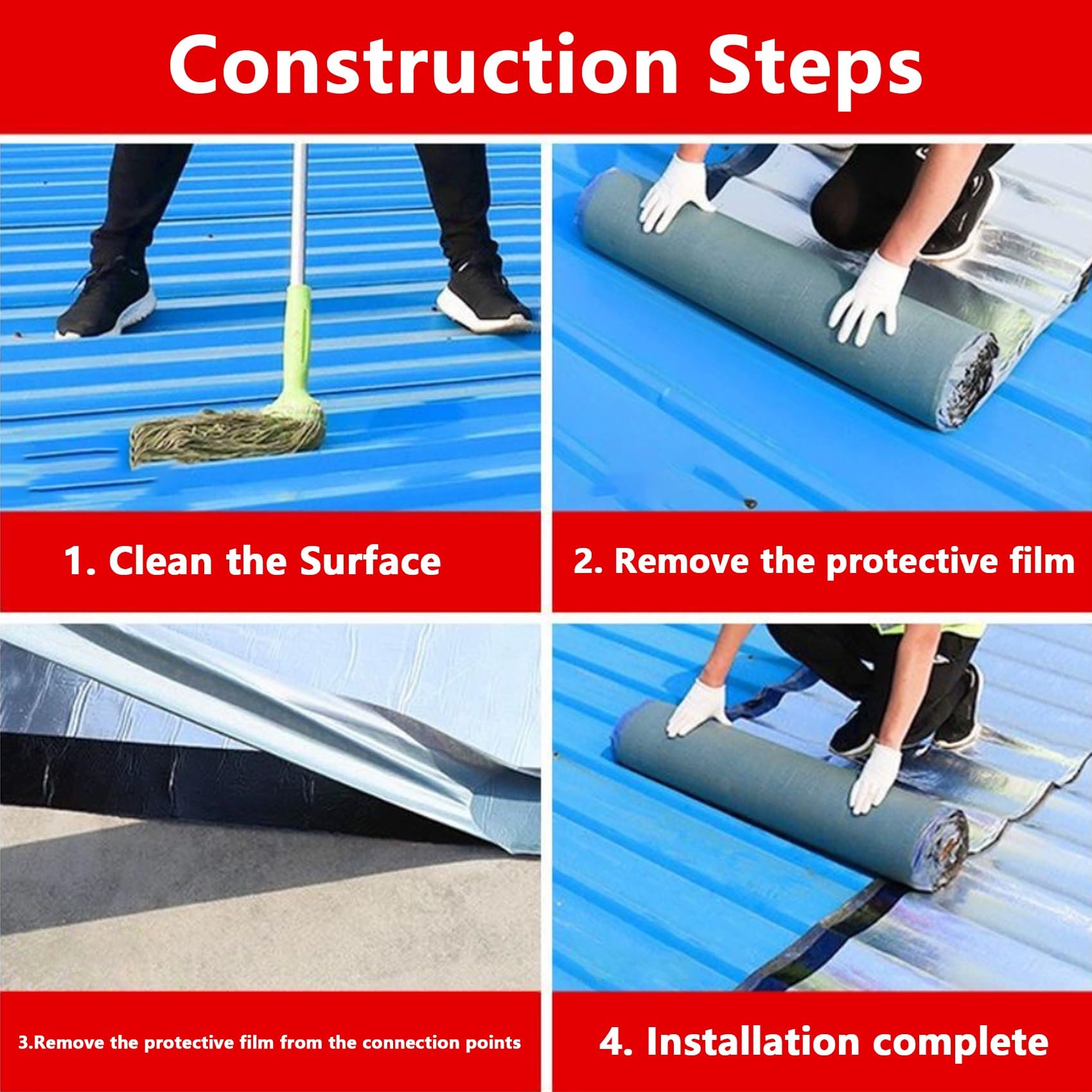 Genérico Tela Asfaltica Autoadhesiva para Tejado | Cinta de Selladora de Aluminio Impermeable, Banda de Butilo de Reparación para Piscinas Tuberías(100x300cm)